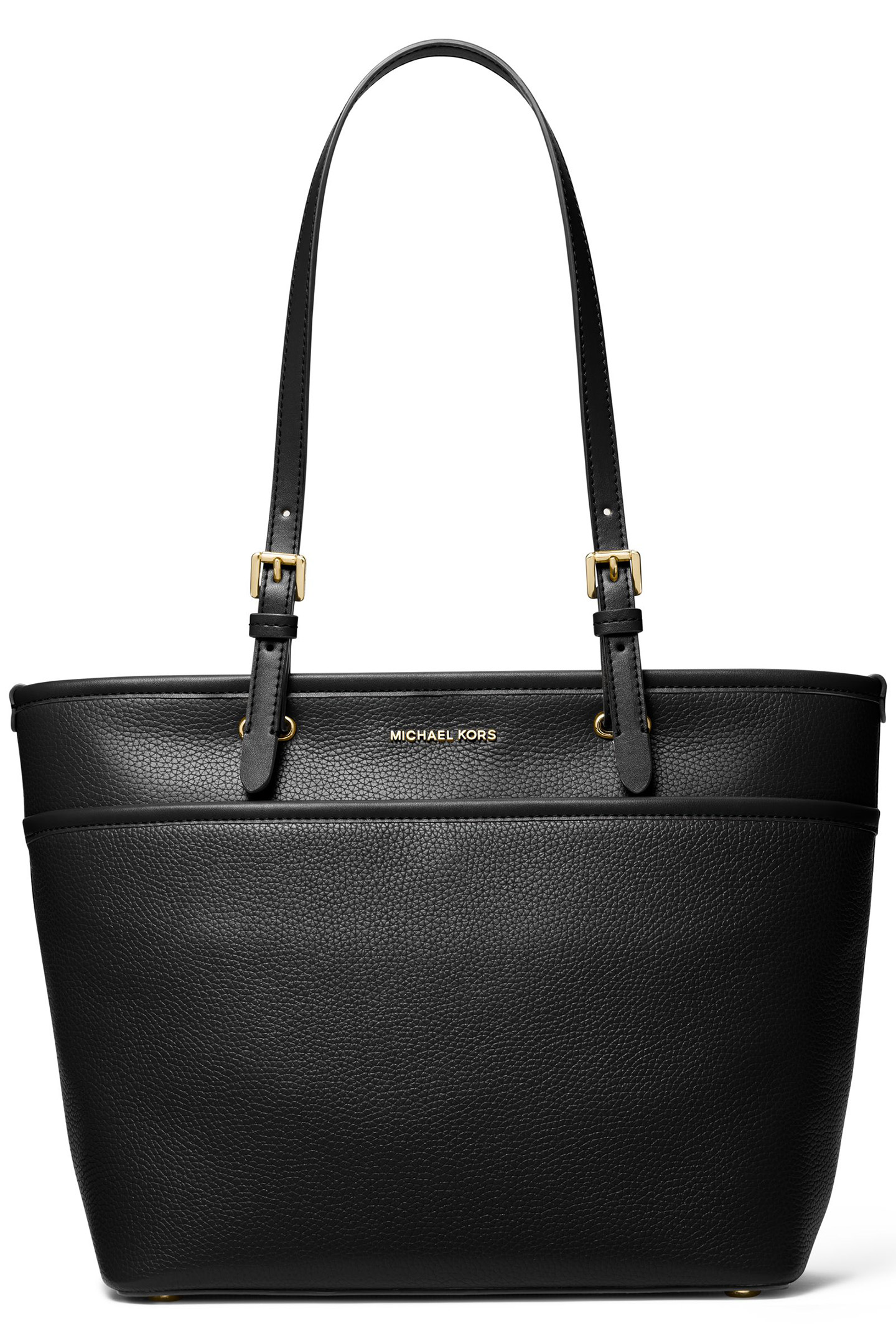 MEDIUM LEATHER TOP ZIP BUCKET MESSENGER BAG IN BLACK 1