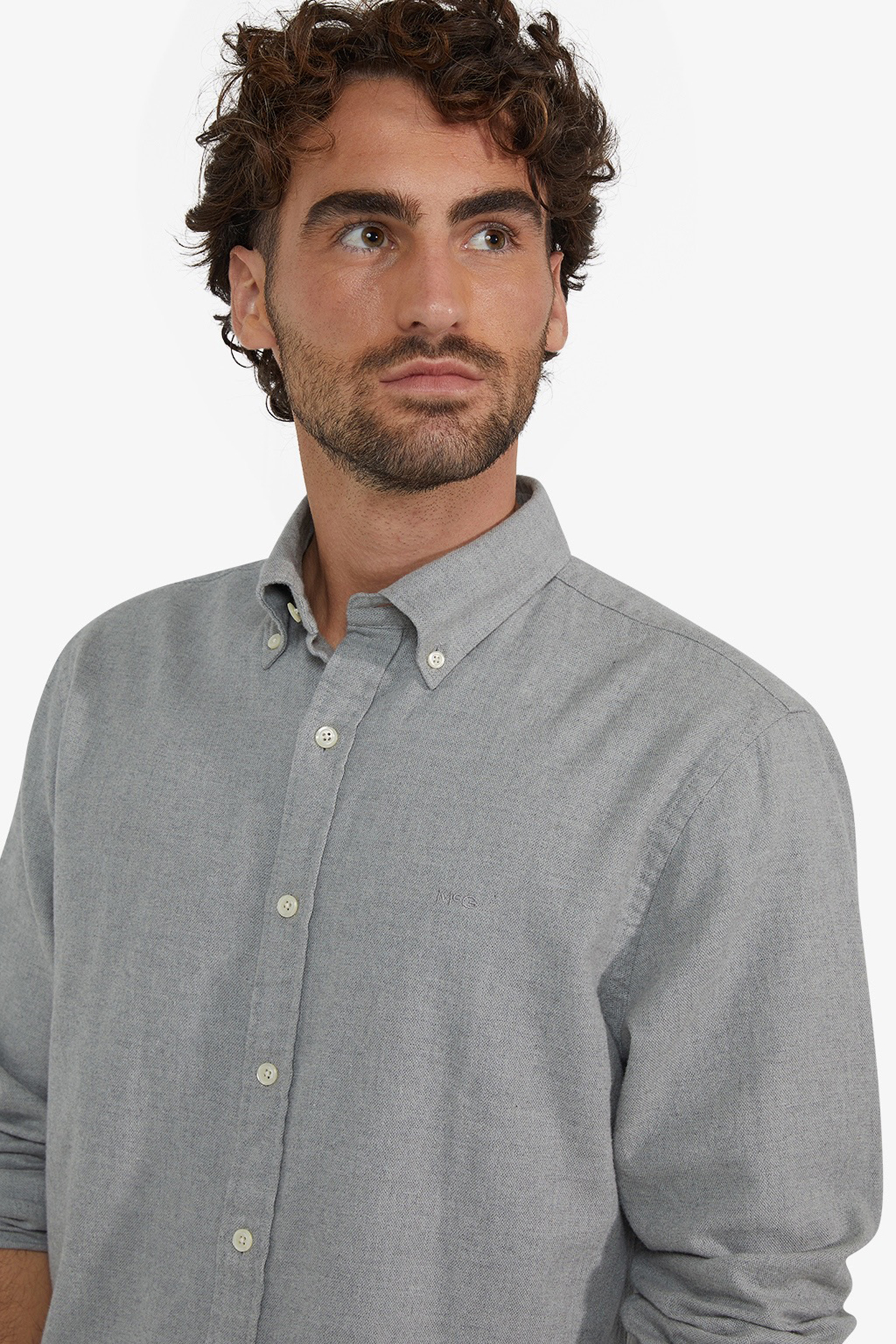 FLANNEL MELANGE OXFORD SHIRT MEDIUM GREY 7