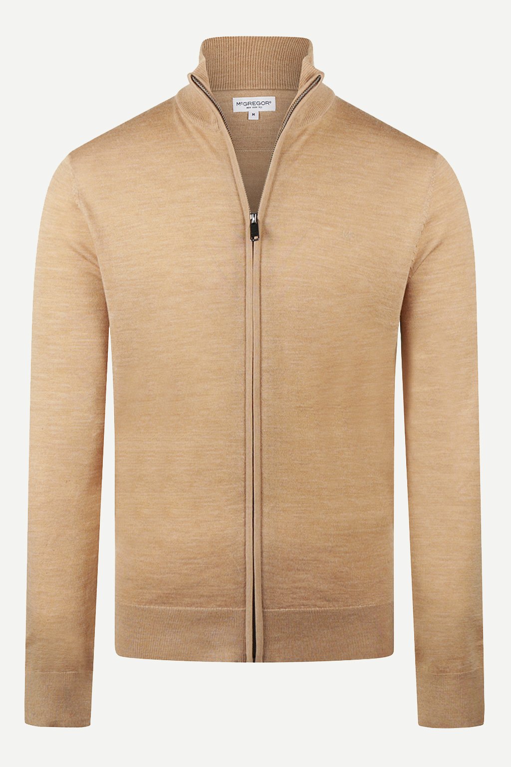 FINE MERINO ZIP THRU CARDIGAN CAMEL 2