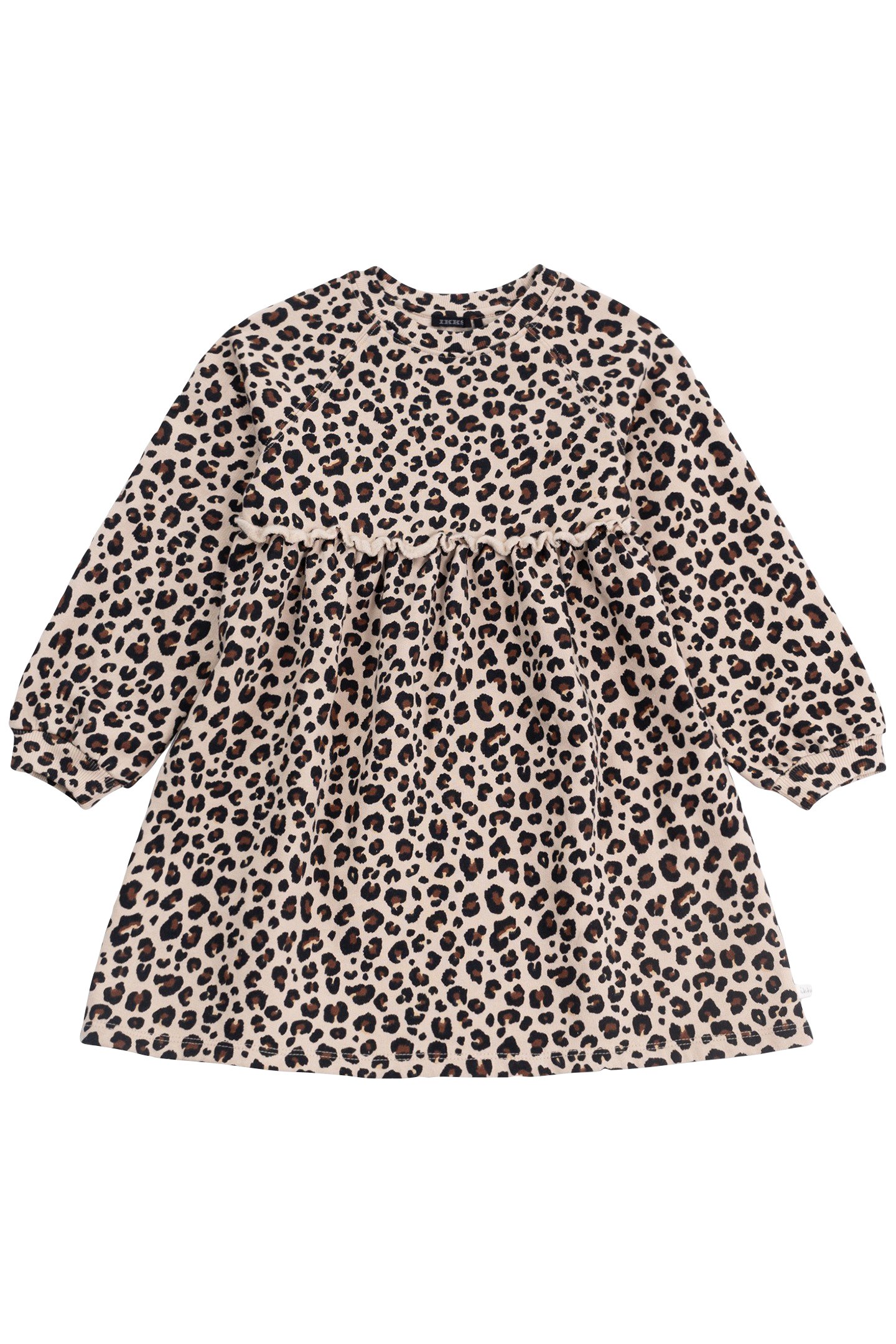 BEIGE LEOPARD PRINT SWEATSHIRT DRESS FOR GIRL 1