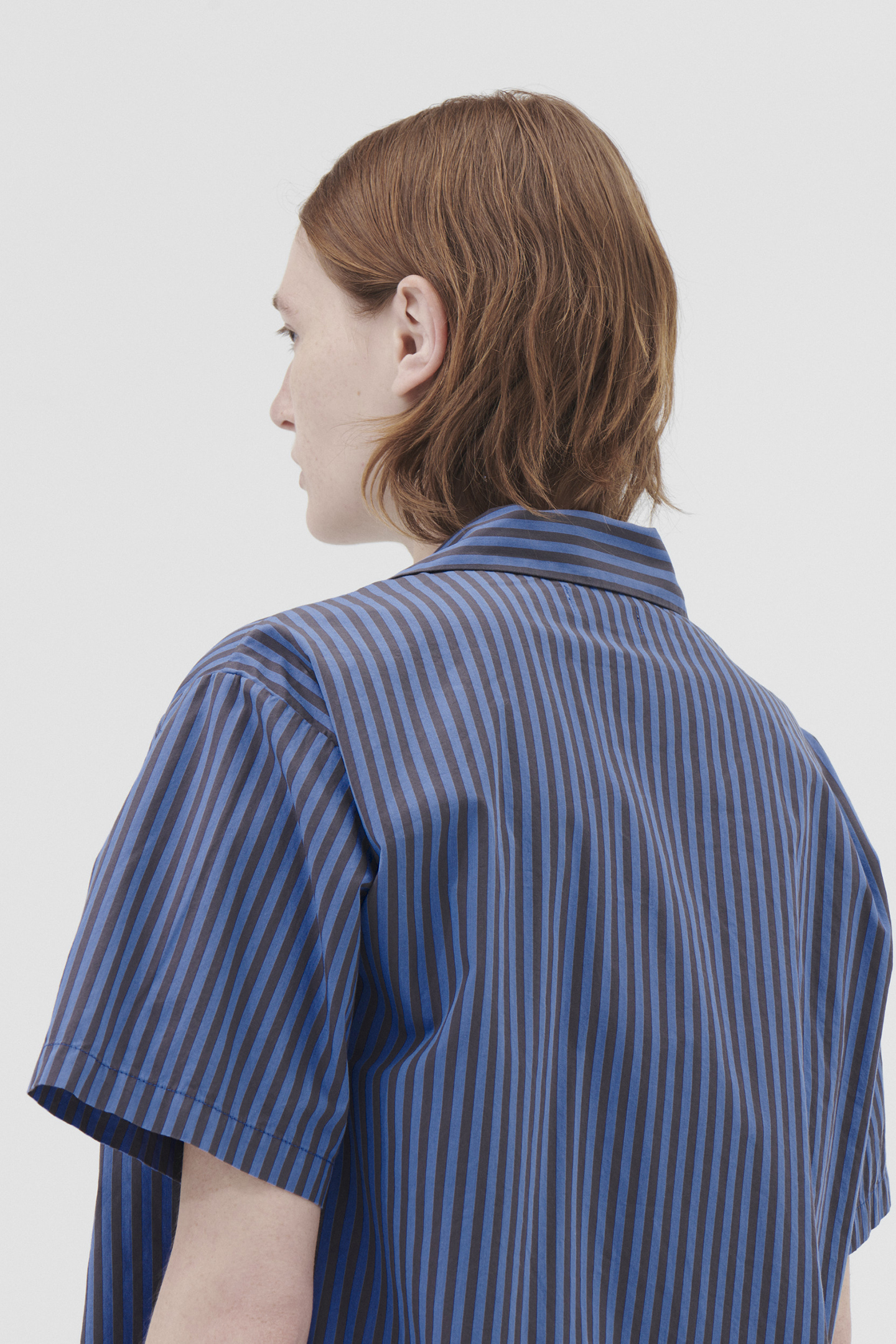 UNISEX POPLIN SHORT SLEEVE SHIRT VERNEUIL STRIPES 3