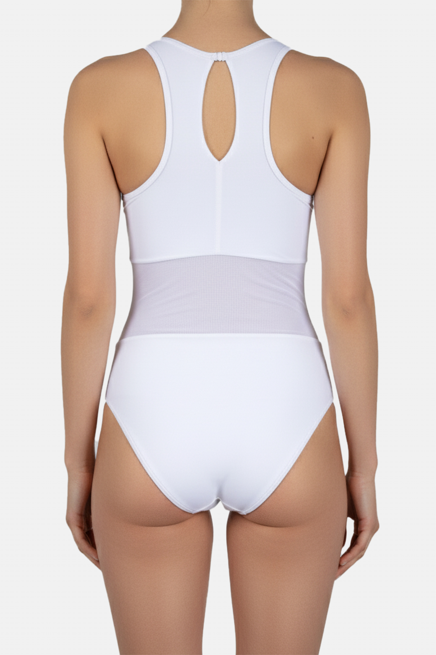 WOMEN'S ARENA MESH SWIMSUIT VENT BACK GR WHITE 2