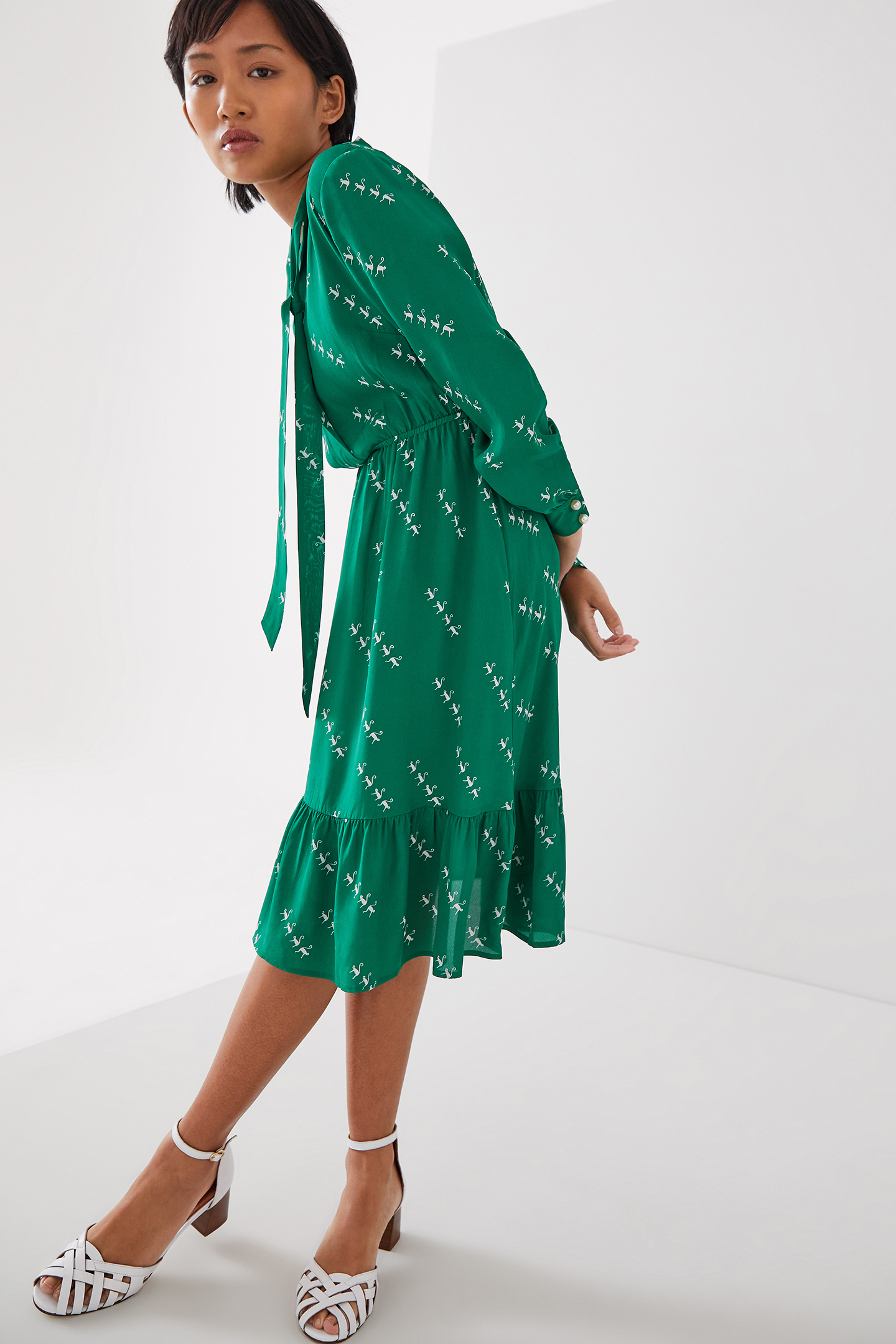 DR BRIDGET PETITE DRESS GREEN/CREAM 2