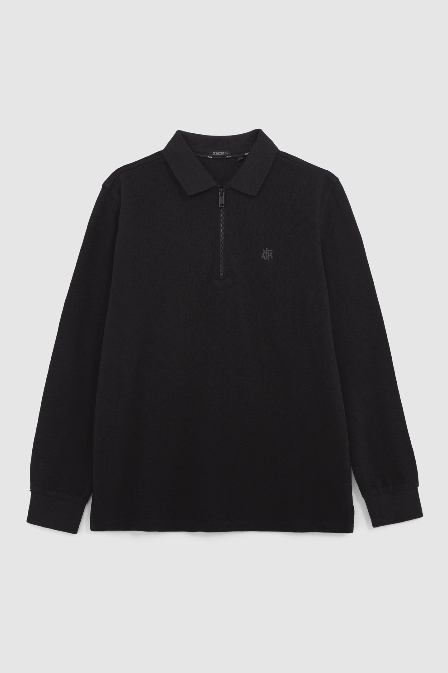 BOY'S BLACK ORGANIC COTTON CHECKERBOARD POLO SHIRT 1
