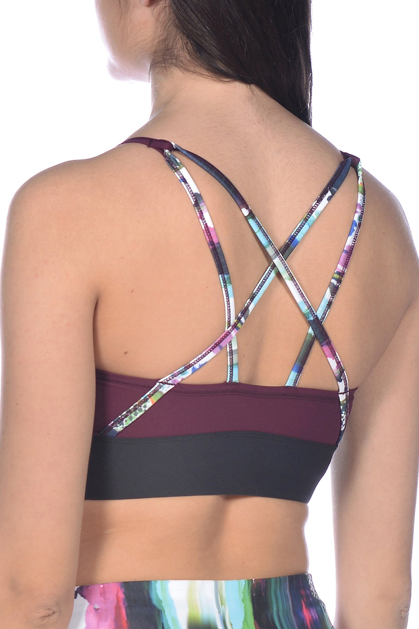 W GYM BRA TOP CROSS STRAPS RED WINE VIVID 7