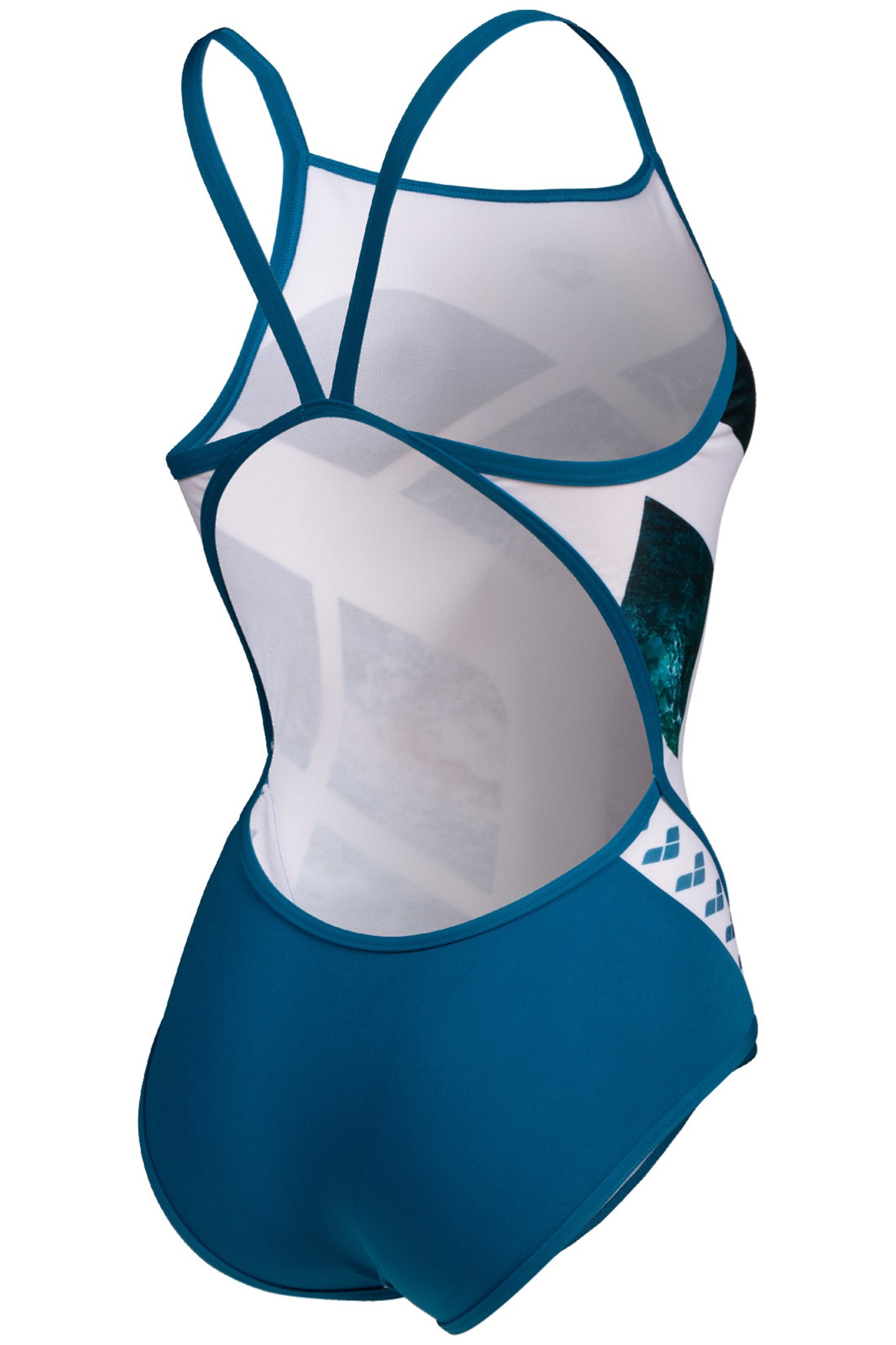 WOMEN'S ARENA PLANET SWIMSUIT SUPER FLY WHITE MULTI BLUE COS 9