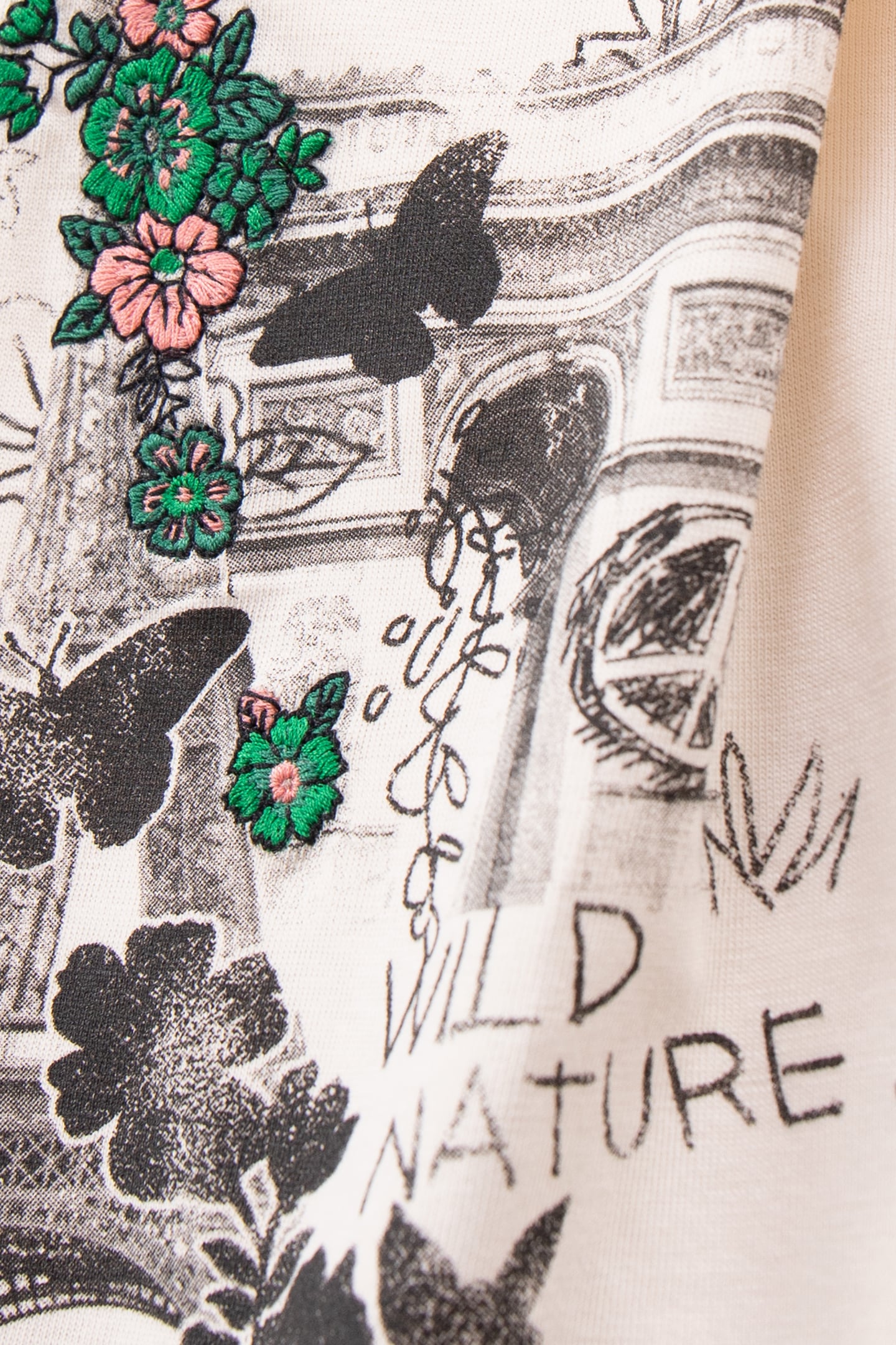 GIRLS' ECRU ORGANIC COTTON EMBROIDERED FLOWERS T-SHIRT 5