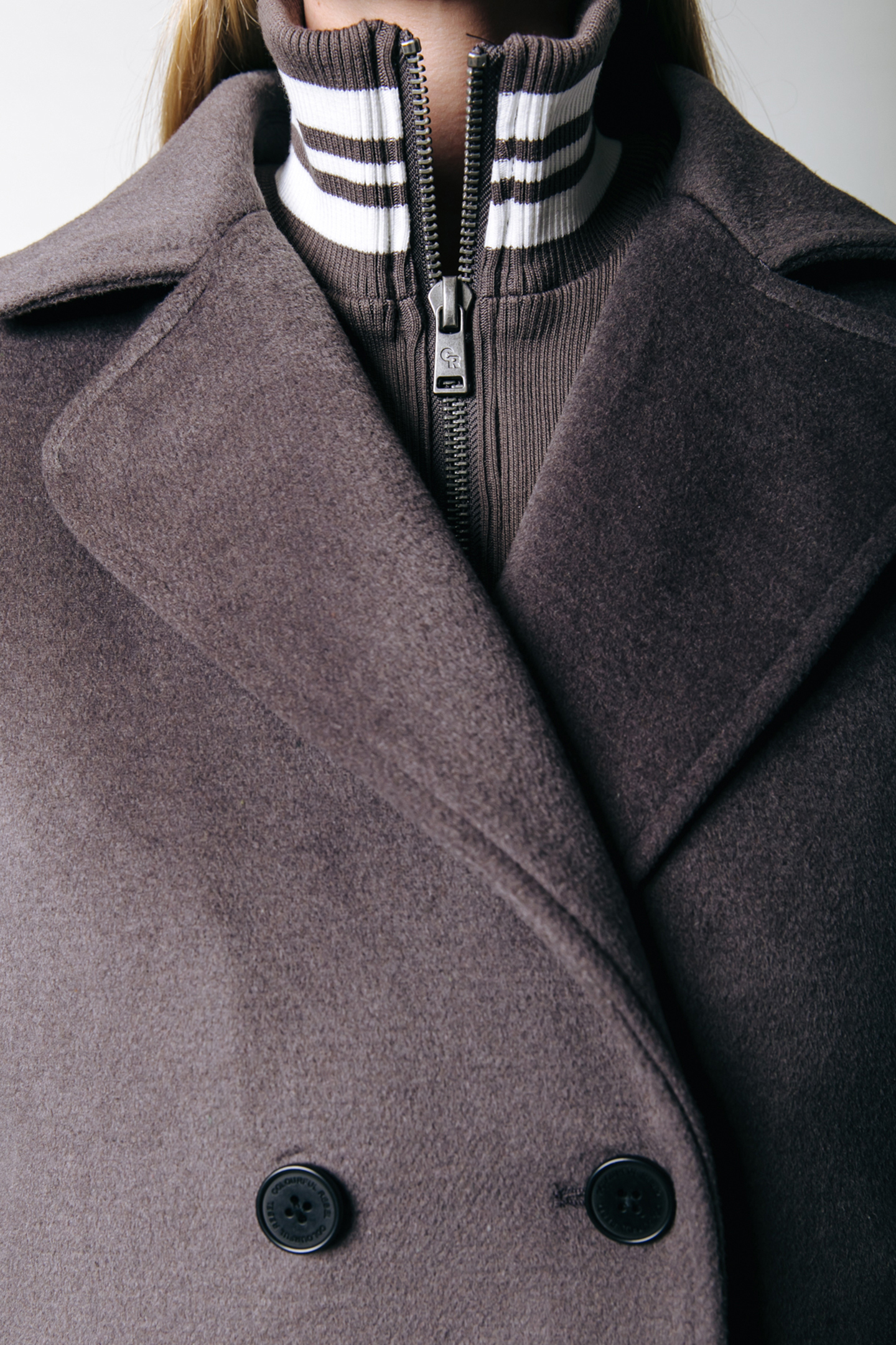 ZANIA RIB COLLAR WOOL COAT TAUPE 3