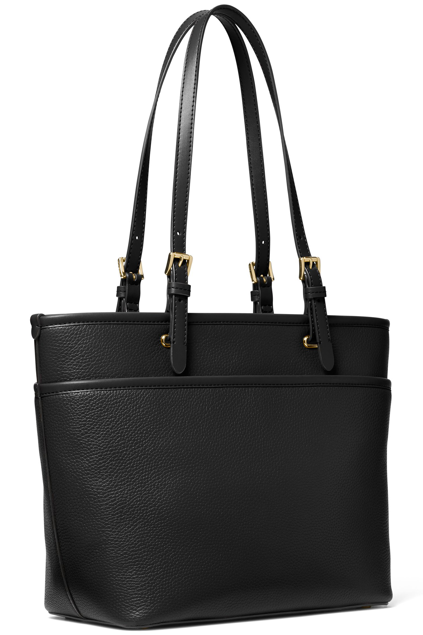 MEDIUM LEATHER TOP ZIP BUCKET MESSENGER BAG IN BLACK 3