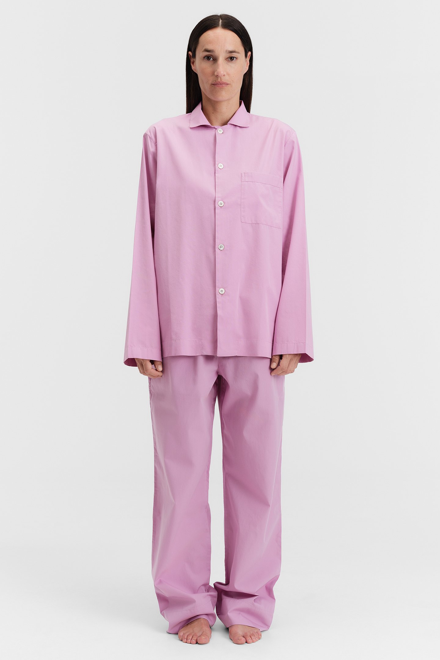 UNISEX POPLIN PYJAMAS SHIRT PURPLE PINK 2