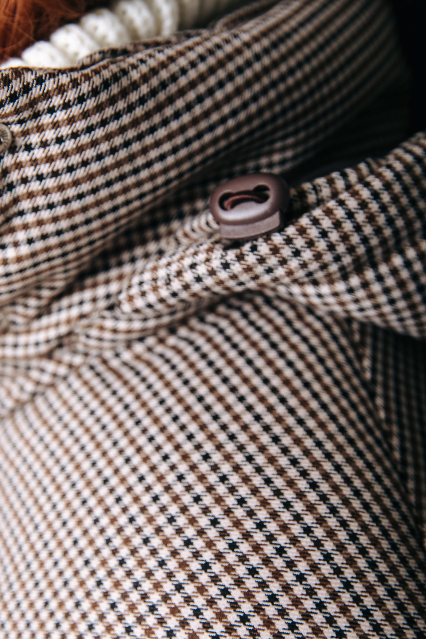 ZYA DOGTOOTH CROPPED PUFFER JACKET BROWN 6