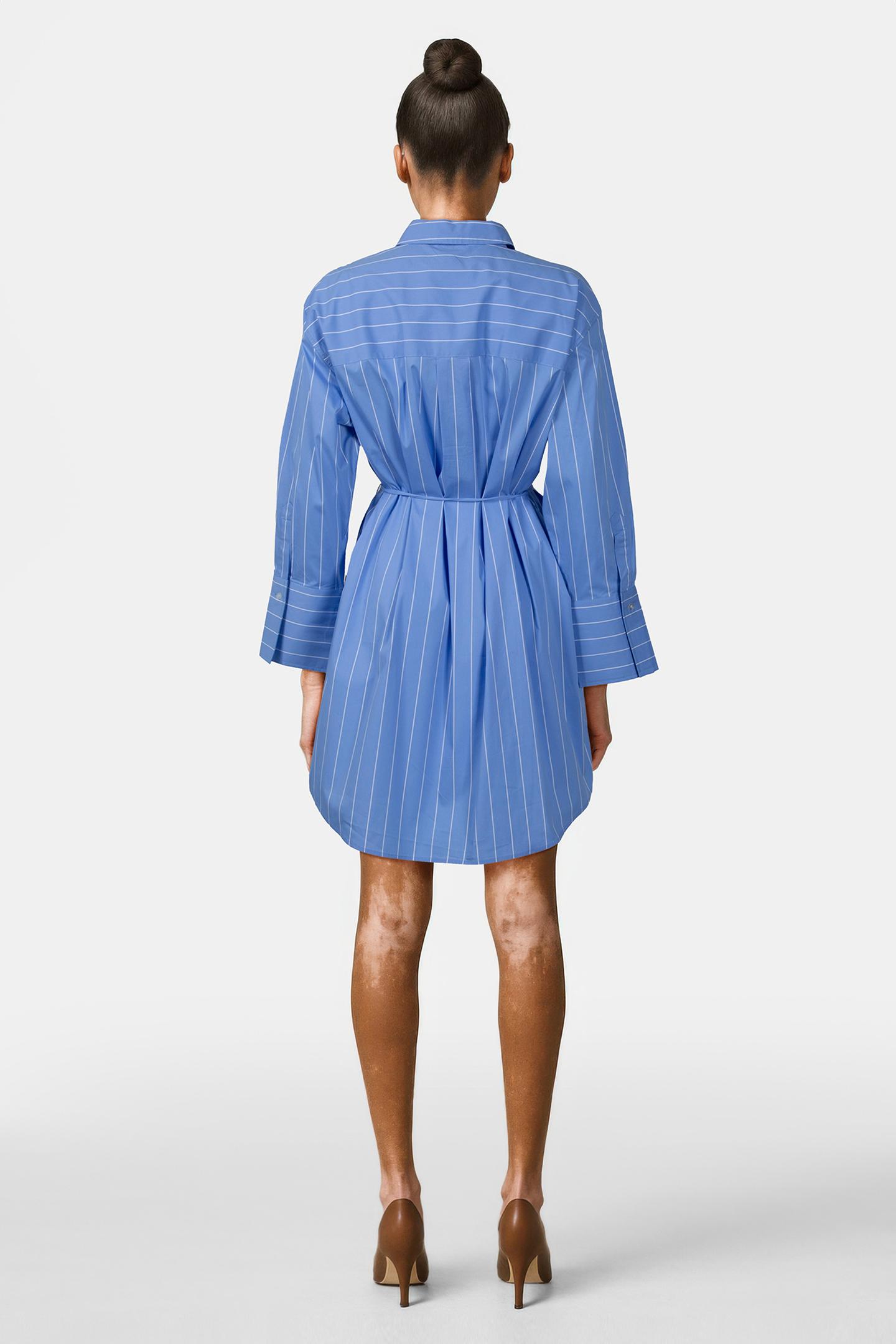 BRIENNA STRIPED BLOUSE DRESS LS BLUE 2