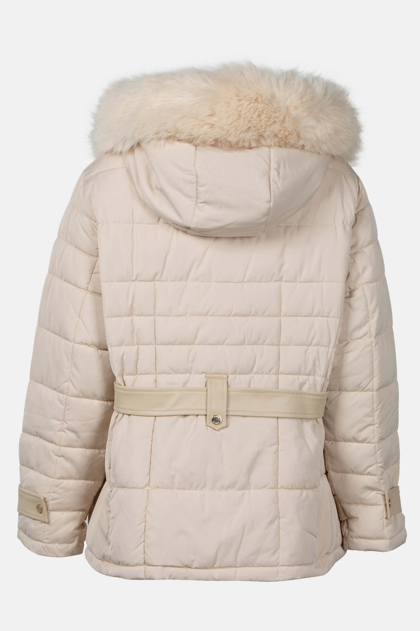 FITTED DOWN JACKET WITH FURRY EDGE AND INSERTS BEIGE 4