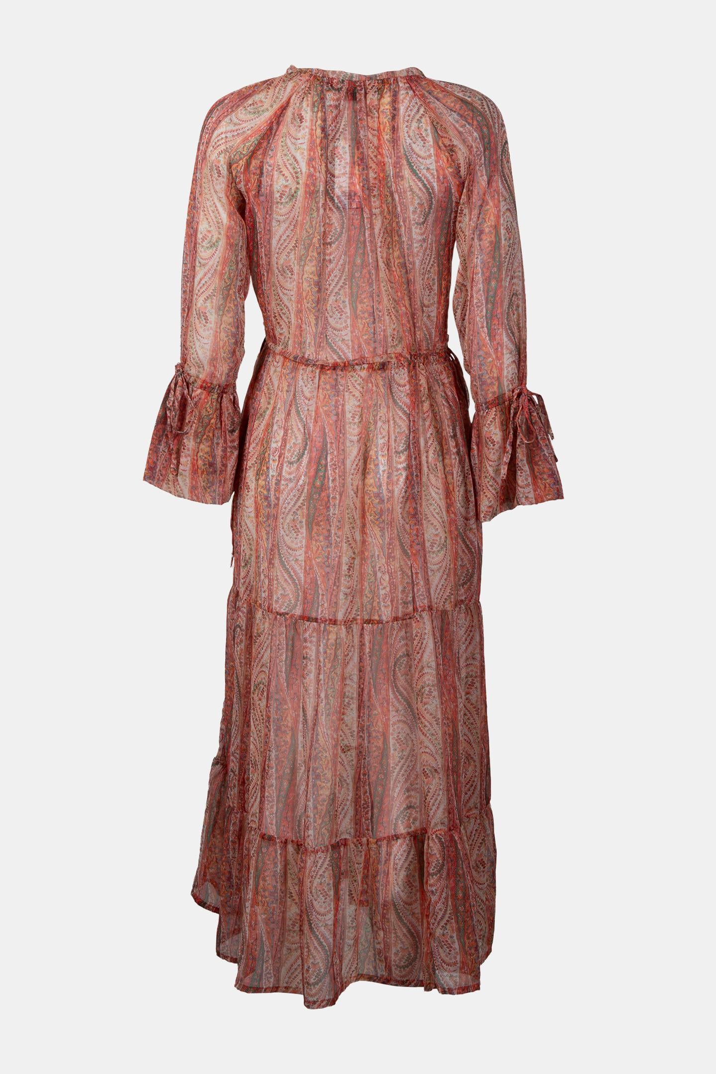 MALIKA SHEER L/S TIE NK MAXI ORANGE 4