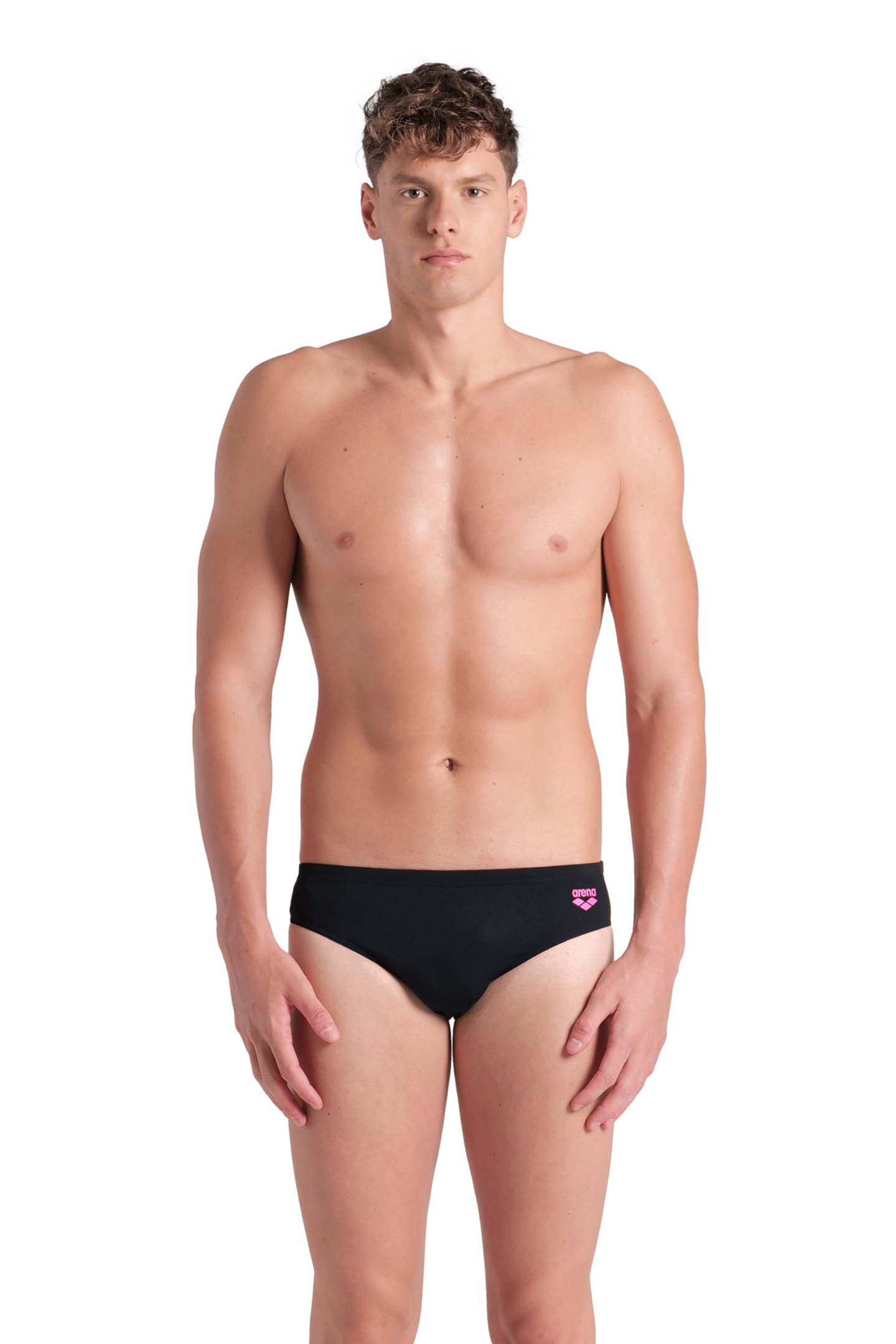 MEN'S ARENA AIRBRUSH GRAPHIC SWIM BRIEFS BLACK 1