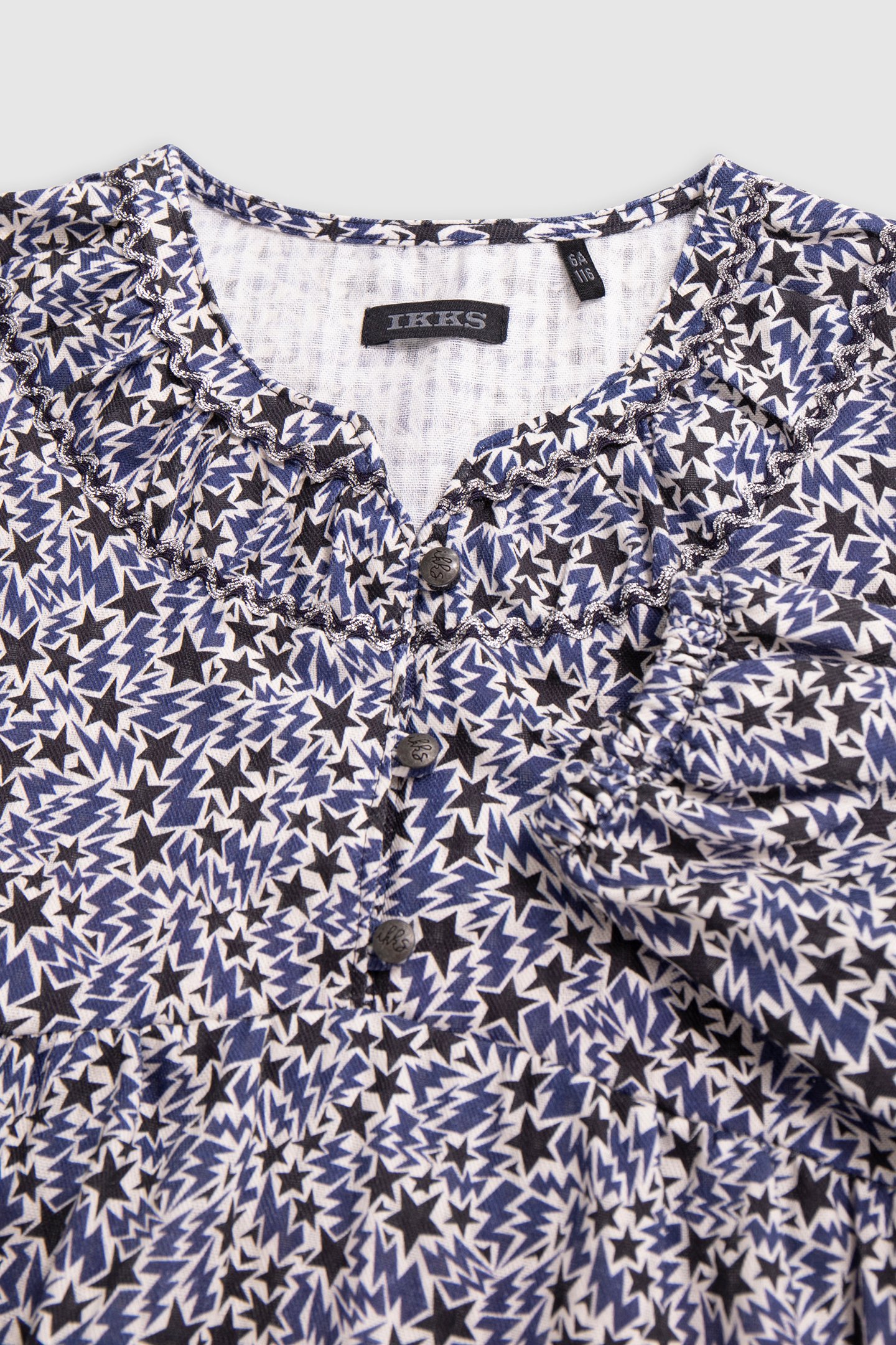 GIRL’S ECRU ORGANIC COTTON LIGHTNING-STARS PRINT DRESS 6