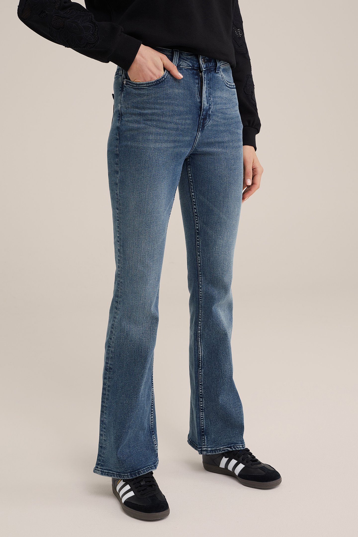 5-POCKET HIGH WAIST GREYISH BLUE by WE Fashion