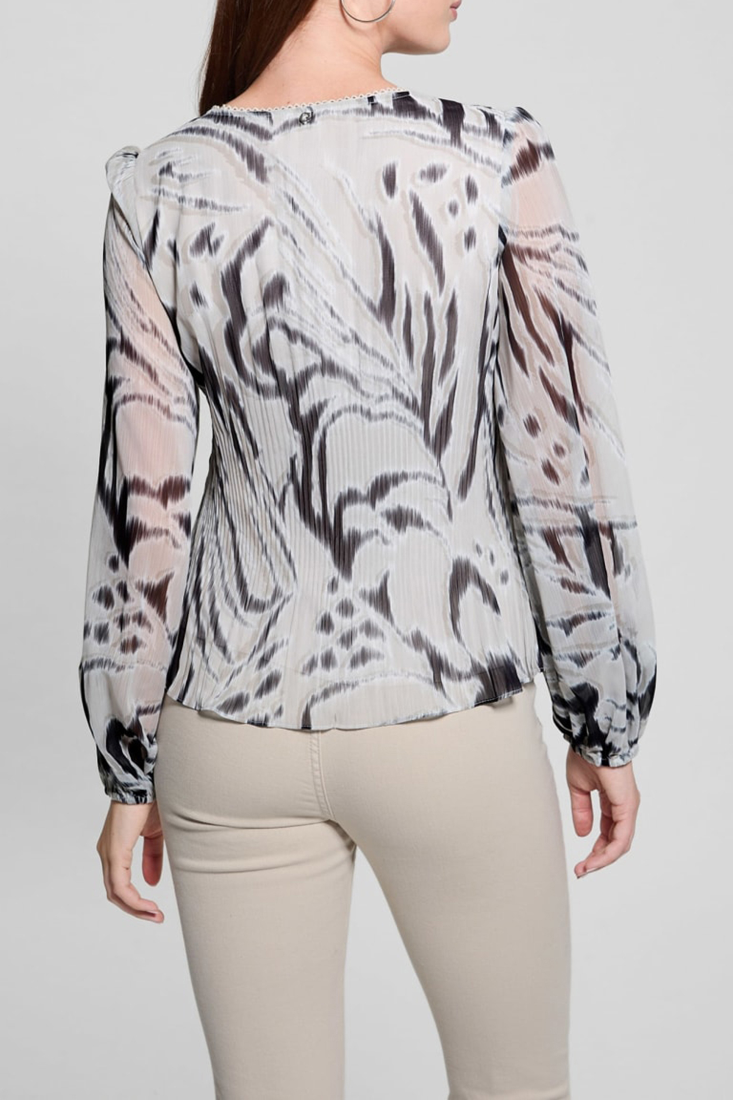 GUESS ECO YVETTE LS PLEATING T ZEBRA SKIN PRINT 2
