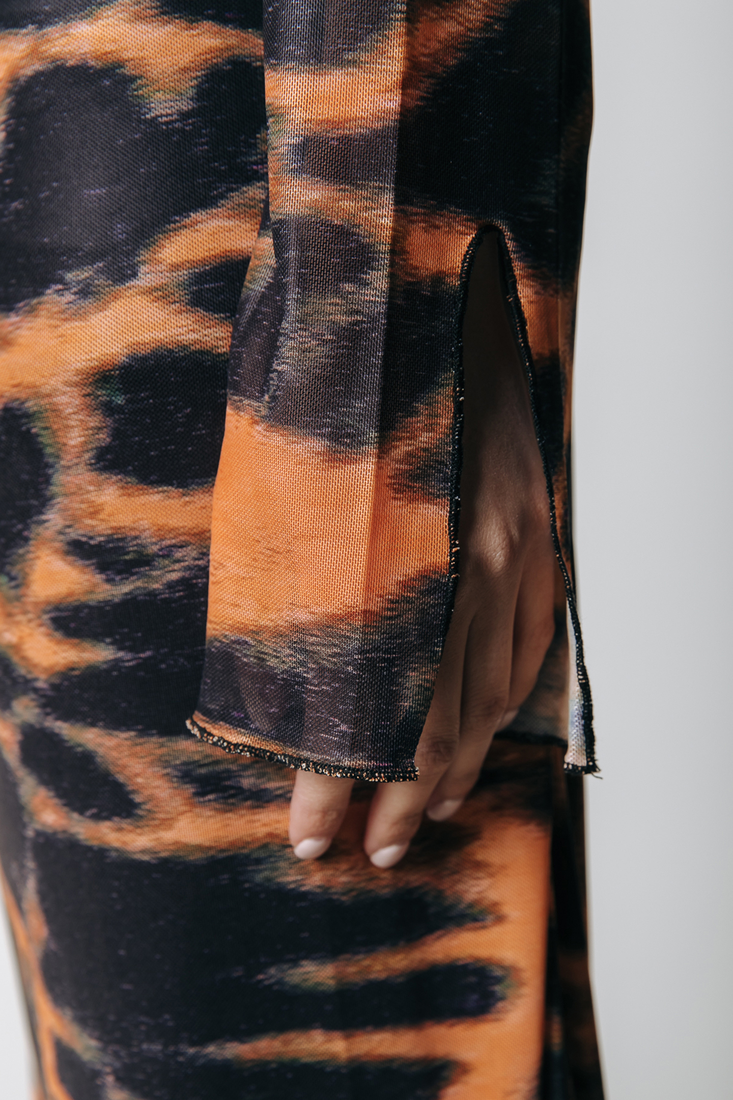 MAUDE ANIMAL MESH MAXI DRESS MANDARIN ORANGE 4