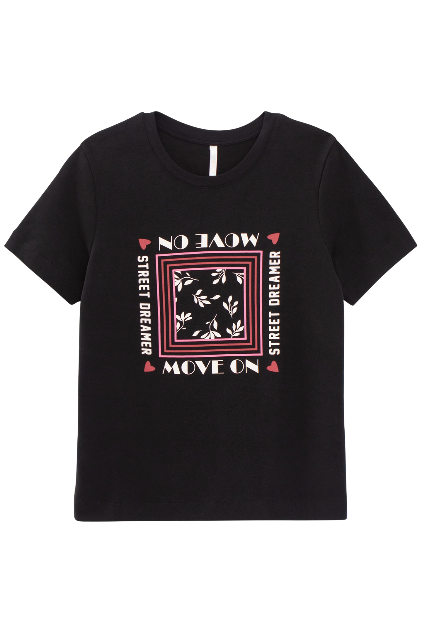 BLACK T-SHIRT WITH SLOGAN FRAME IMAGE BLACK 3