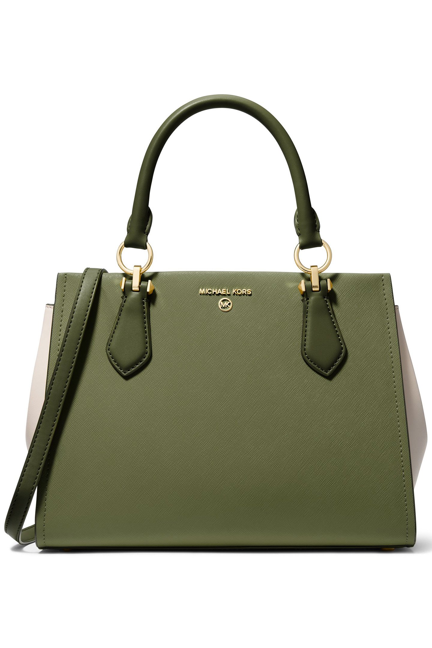 MEDIUM LEATHER SATCHEL BAG IN OLIVE 1