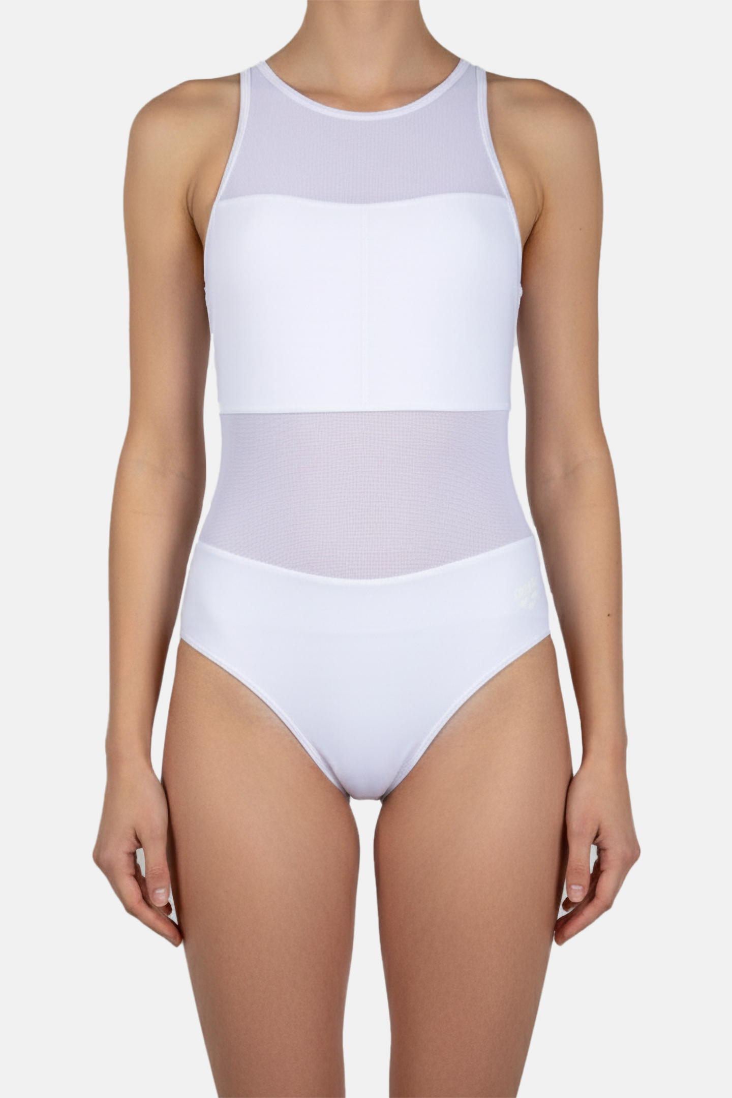 WOMEN'S ARENA MESH SWIMSUIT VENT BACK GR WHITE 1