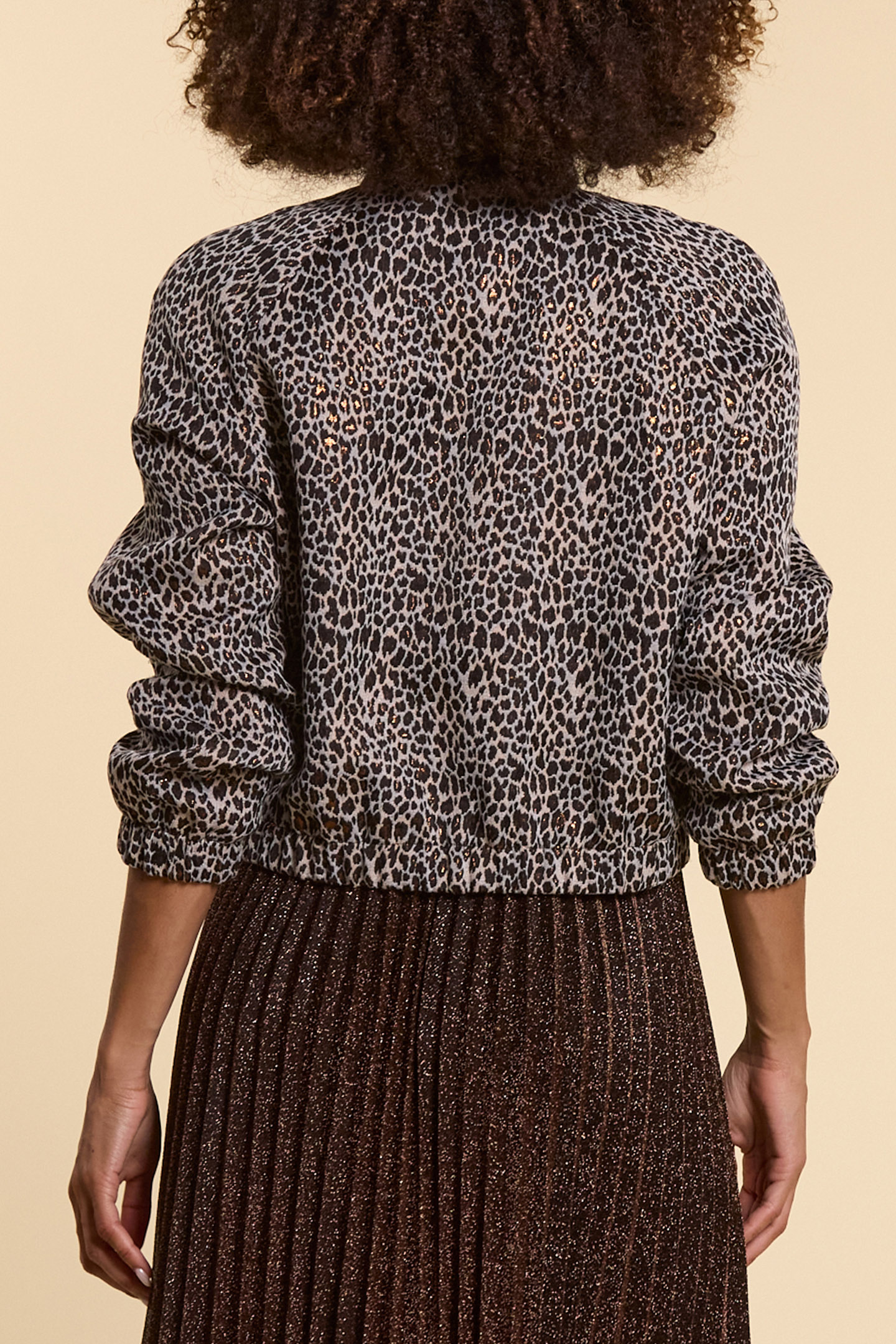 BLACK VARSITY JACKET WITH LEOPARD MOTIF BLACK 2