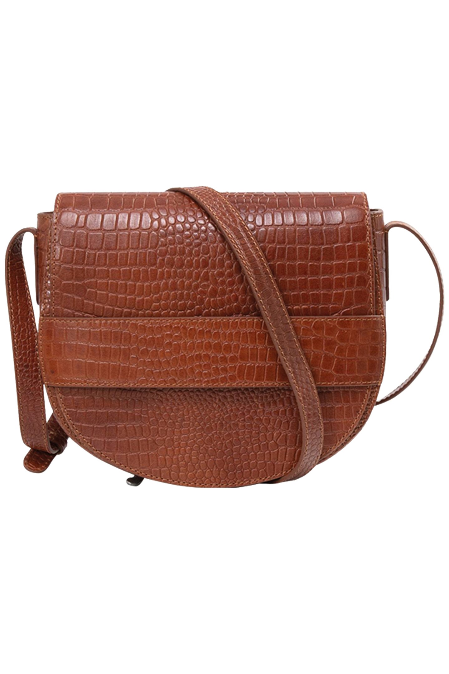 ALIBY TOFFEE-COLORED MESSENGER BAG IN CROCODILE-EFFECT EMBOS 4