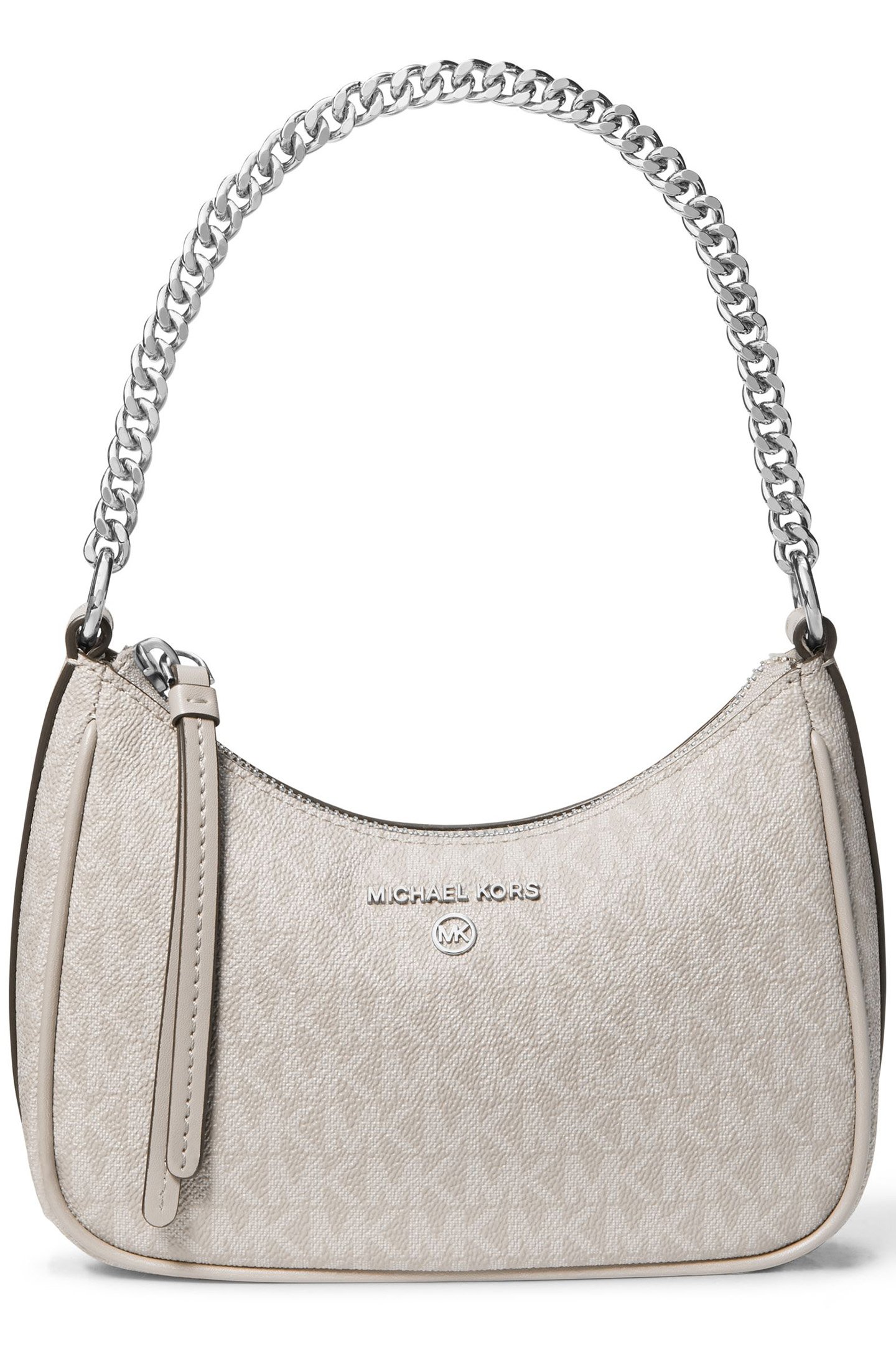 SMALL LEATHER CHAIN POUCHETTE SHOULDER BAG IN GREY 1