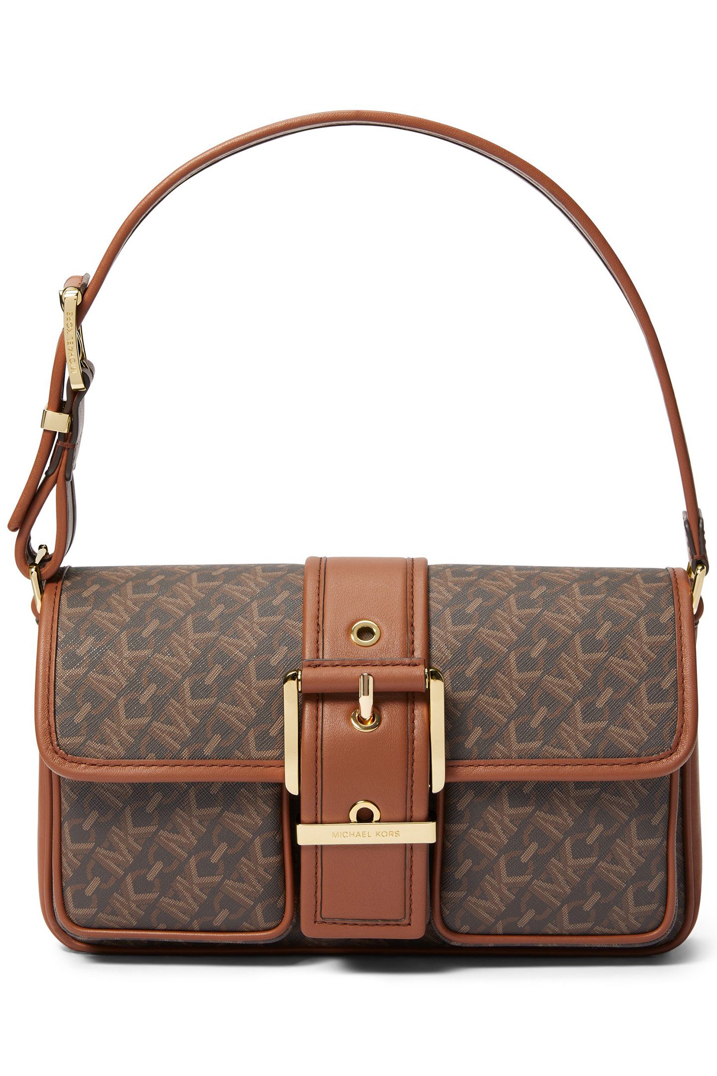 MEDIUM SHOULDER BAG WITH BUCKLE DETAIL IN BROWN 1