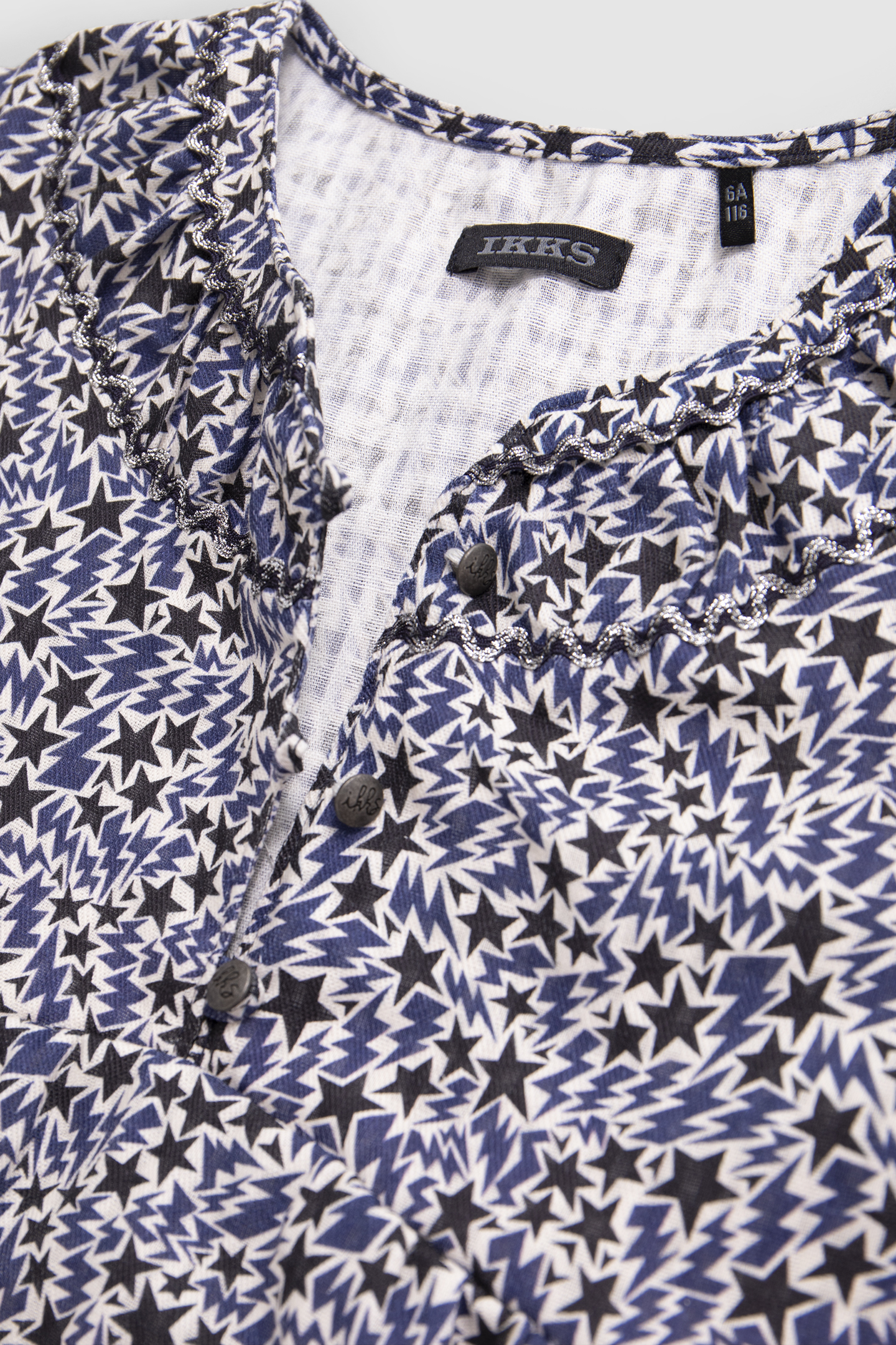 GIRL’S ECRU ORGANIC COTTON LIGHTNING-STARS PRINT DRESS 4