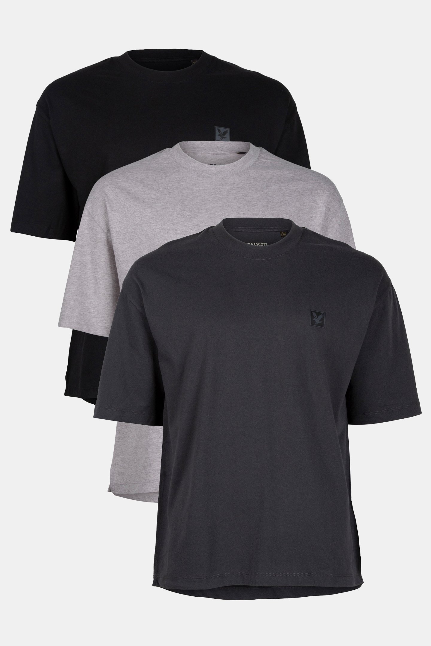3 PACK RELAXED T-SHIRT JET BLACK/GUNMETAL/OATMEAL MARL 1