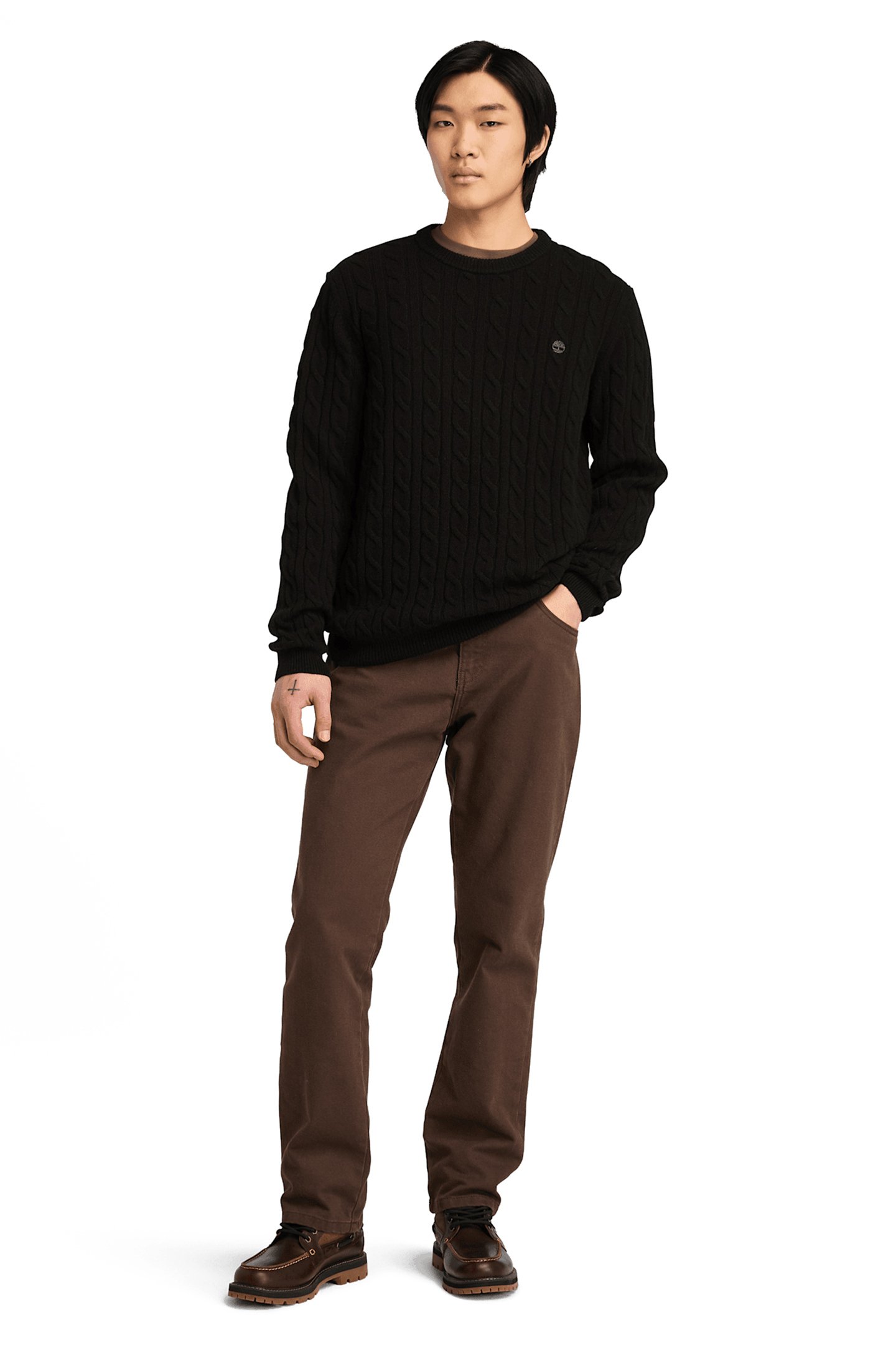 PHILLIPS BROOK CABLE CREW NECK SWEATER BLACK 3