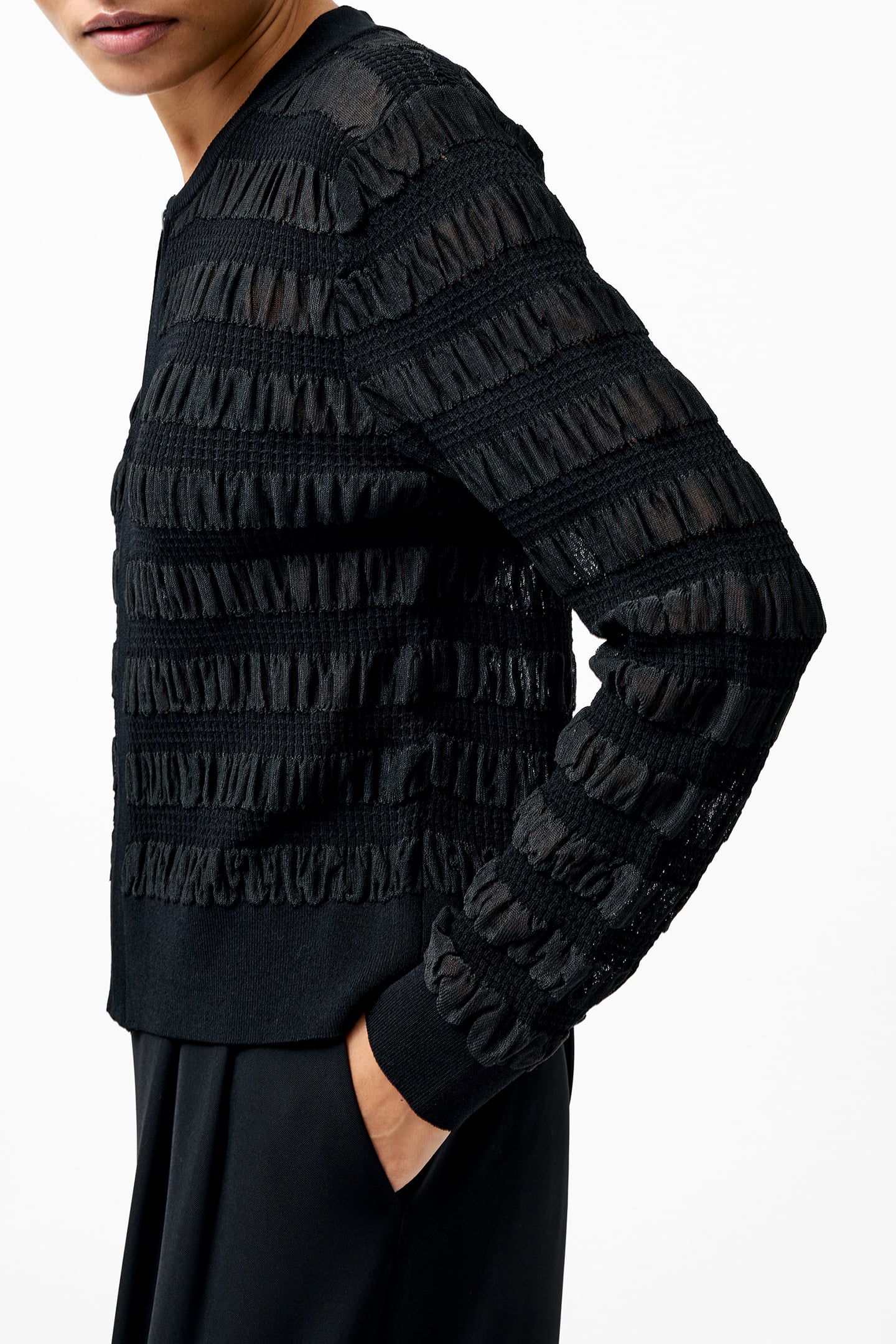 MELBA TEXTURED L/S CARDIGAN BLACK 3