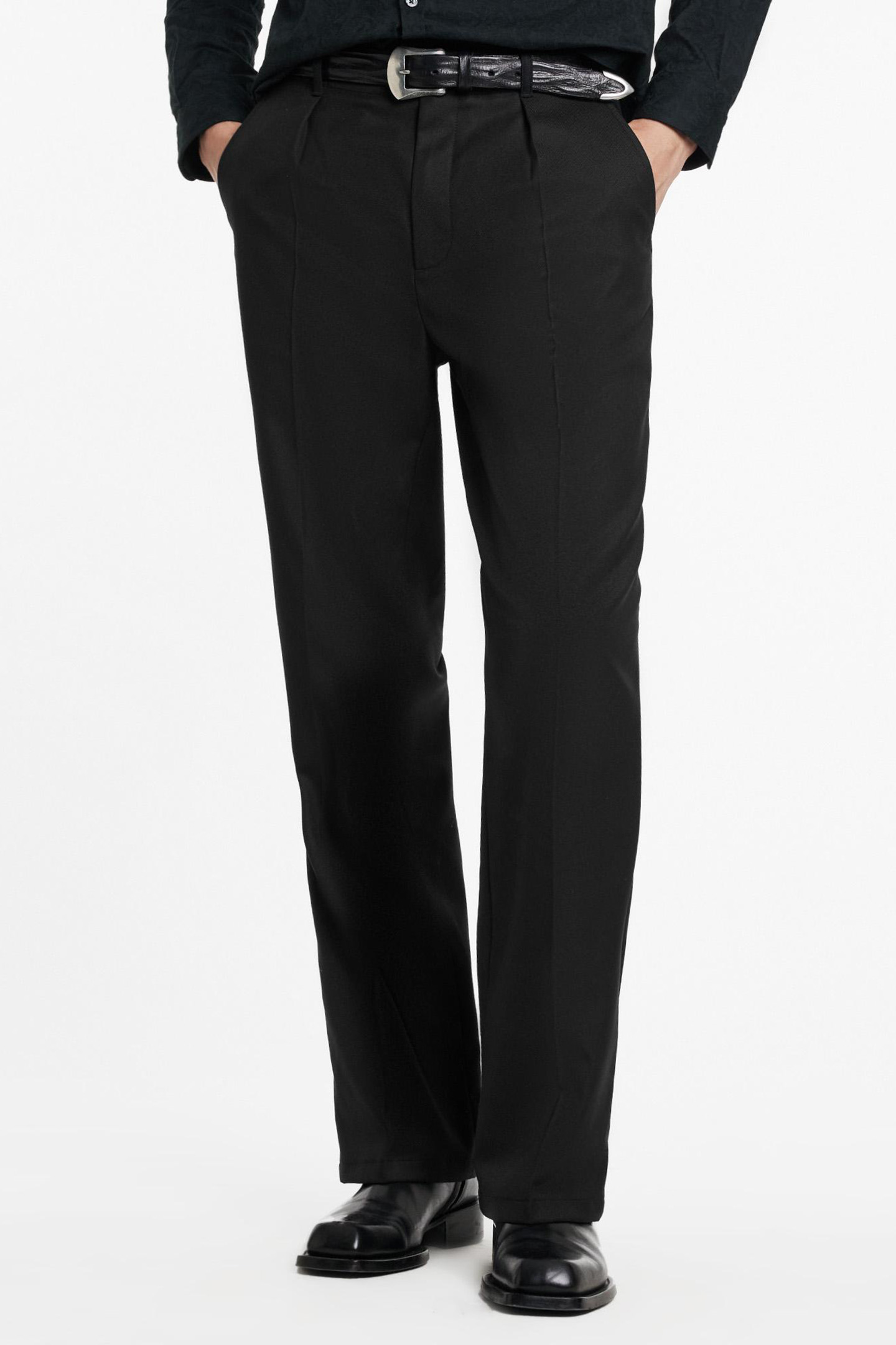 RELAX PANTS WITH WAIST BELTED PANTS (COP BLACK 1