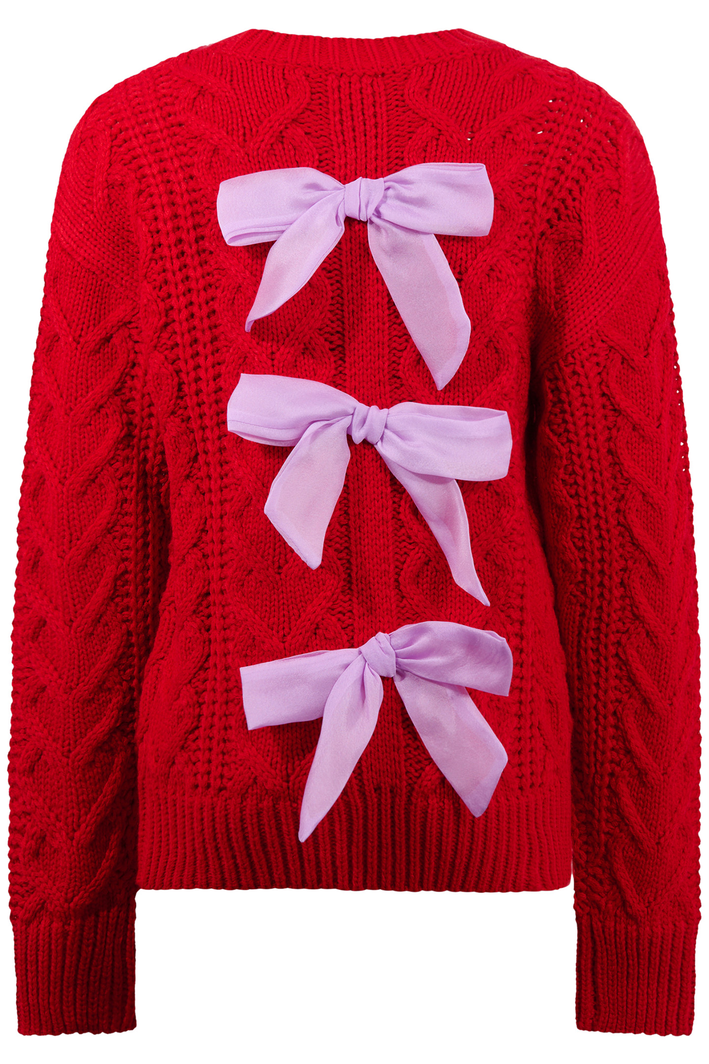 GIRLS SBCABLE BOW KNIT RED 5