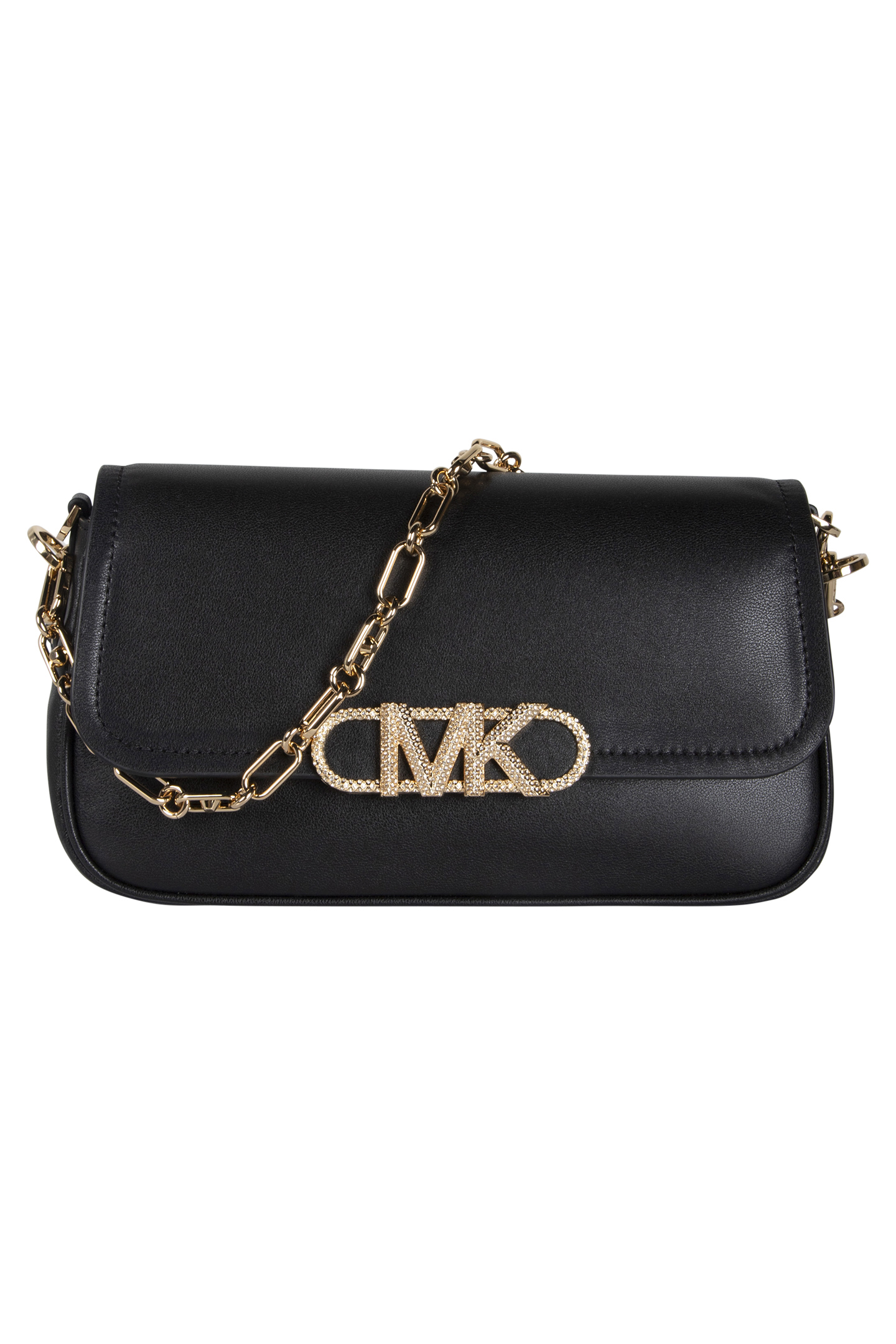 LEATHER CHAIN SHOULDER BAG IN BLACK 2