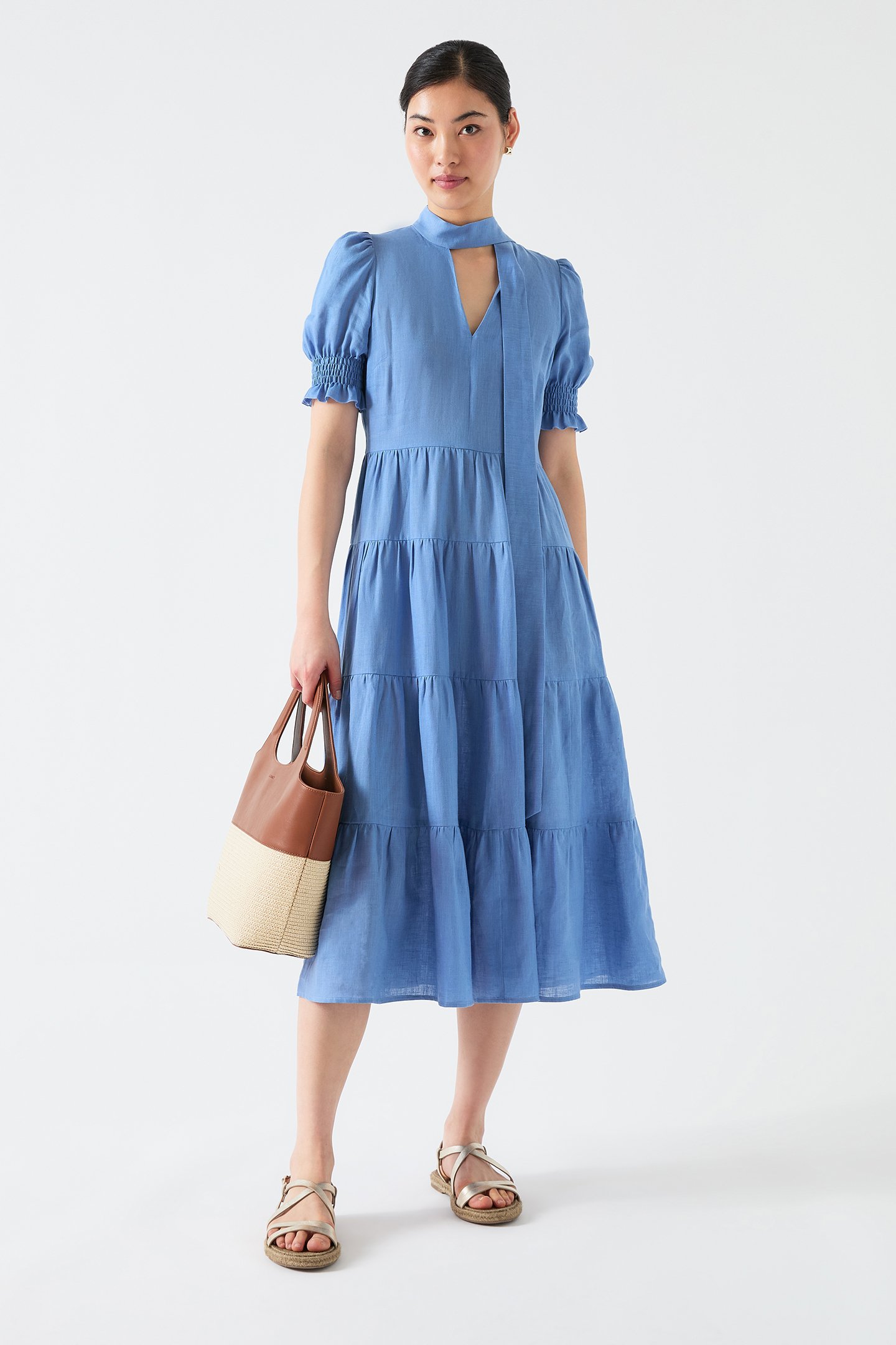 DR FLO LINEN DRESS PALE OCEAN 1