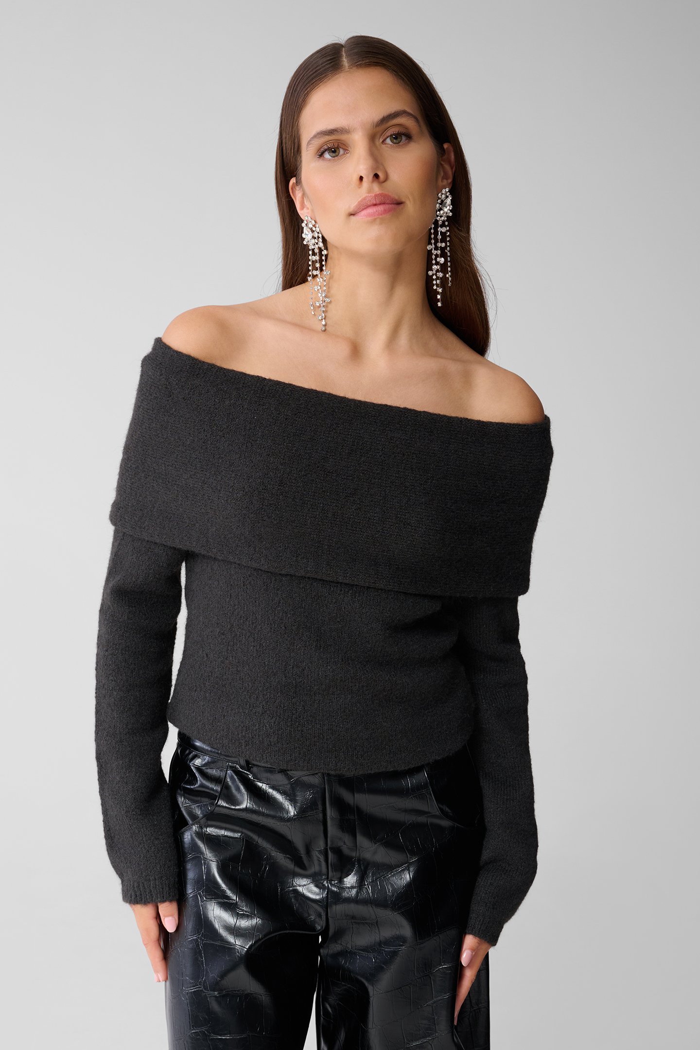 SBSTUDIO OFF SHOULDER KNIT ANTHRACITE 1