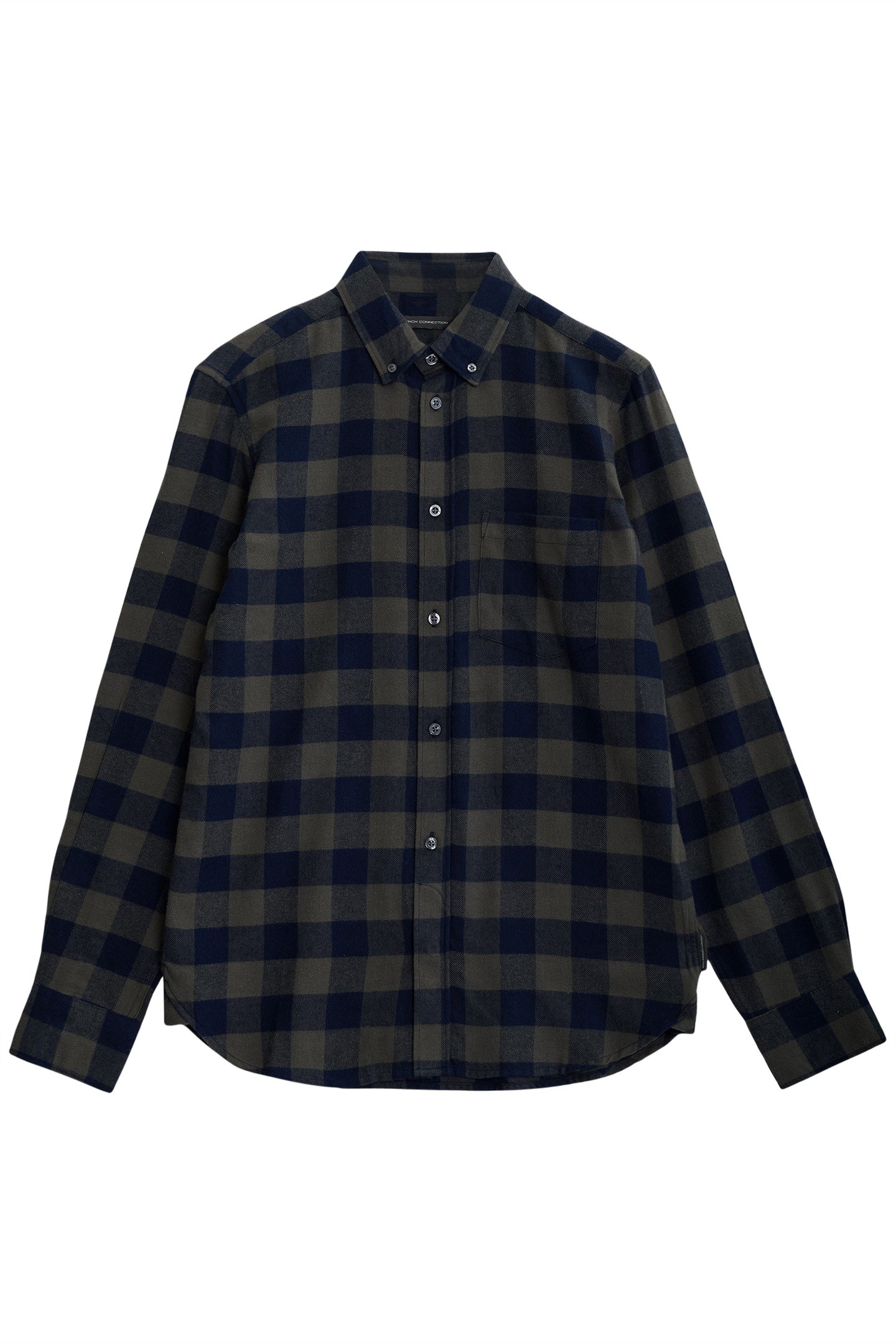 LARGE GINGHAM FLANNEL LS KHAKI/MARINE 1