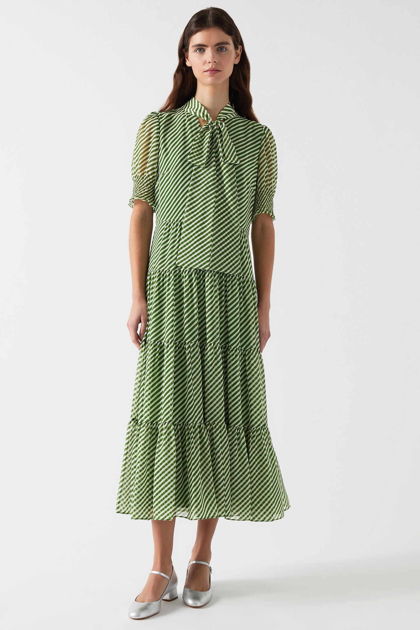 DR COCO TIE NECK DRESS GREEN by LK Bennett