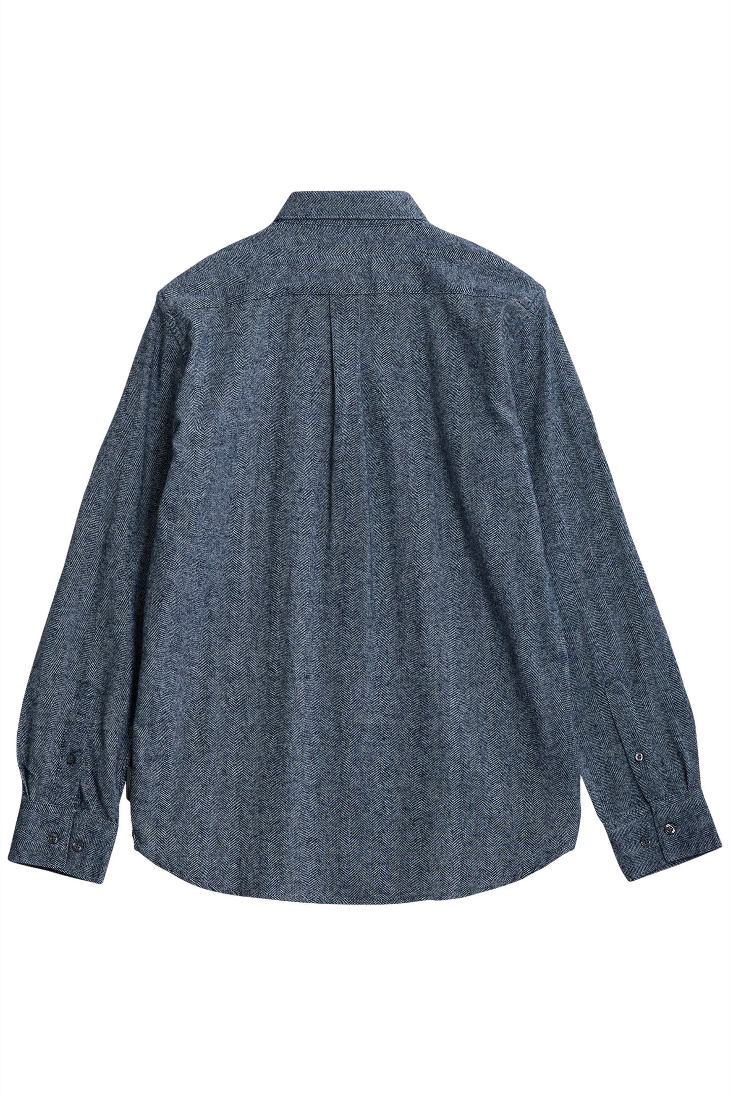 HERRINGBONE FLANNEL LS LGT GREY MEL/MARINE 2