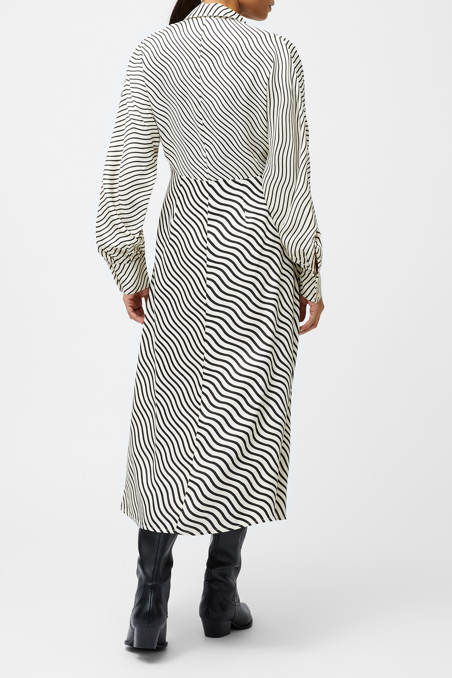 CANDICE SATIN STRIPE MIDI DRESS BLACK/CREAM 2