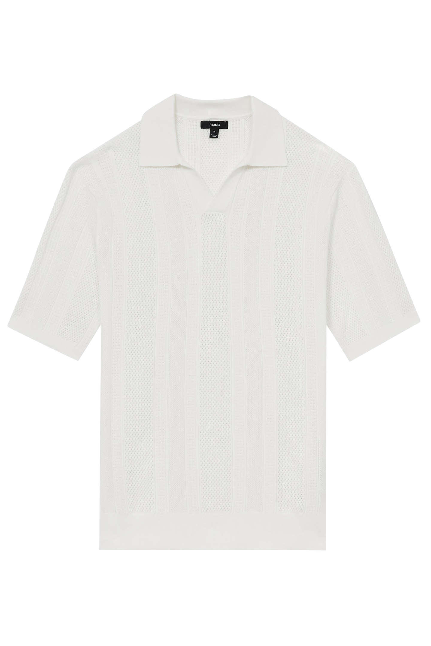 SS OPEN COLLAR STRIPE TEXTURED KNITTED POLO WHITE 4
