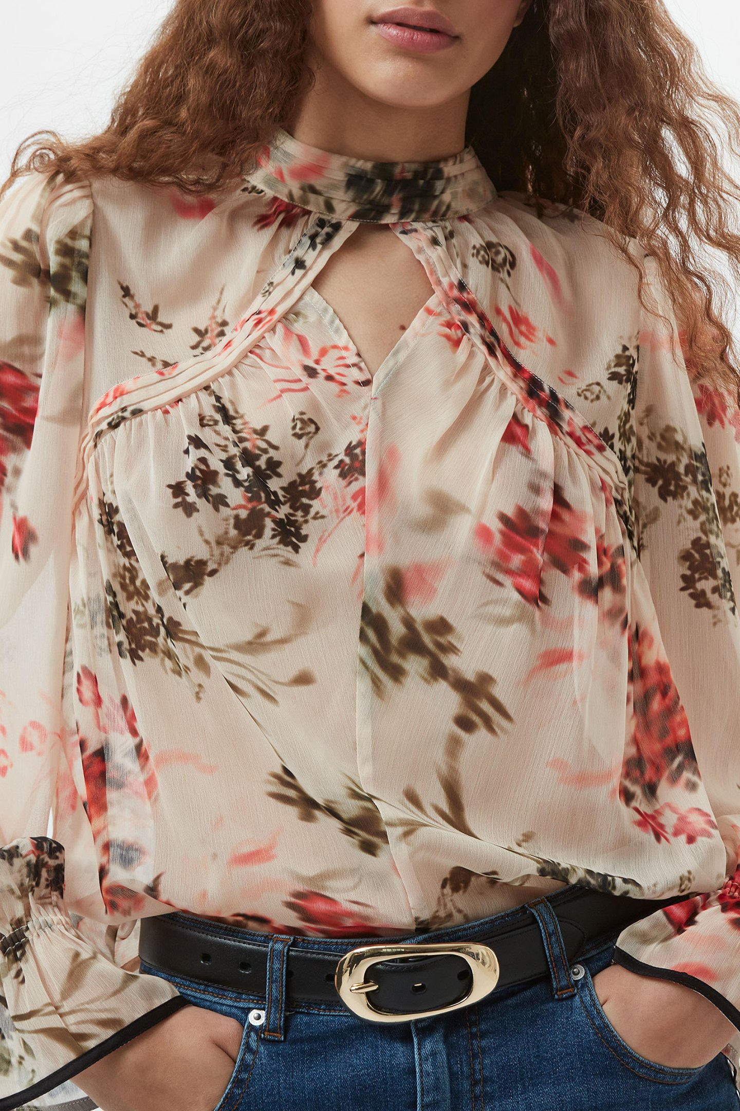 HALLIE CRINKLE CONTRAST TOP CREAM/SCARLET RED MU 4