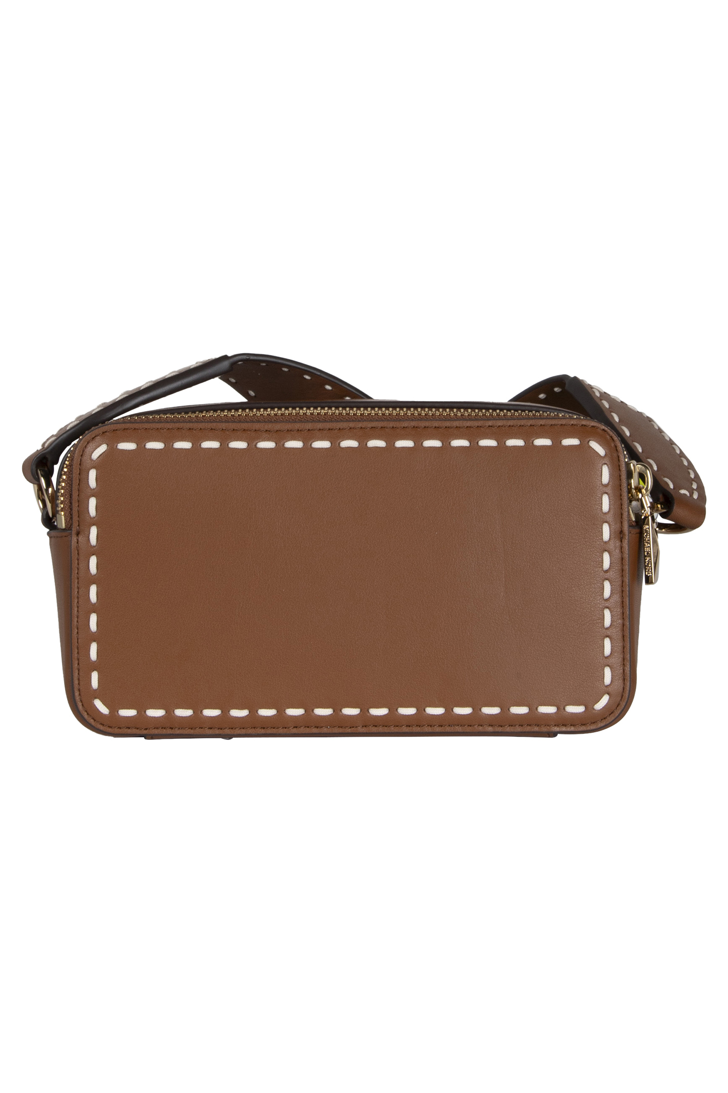 SMALL DOUBLE ZIP CAMERA CHAIN CROSS BODY BAG IN BROWN 3