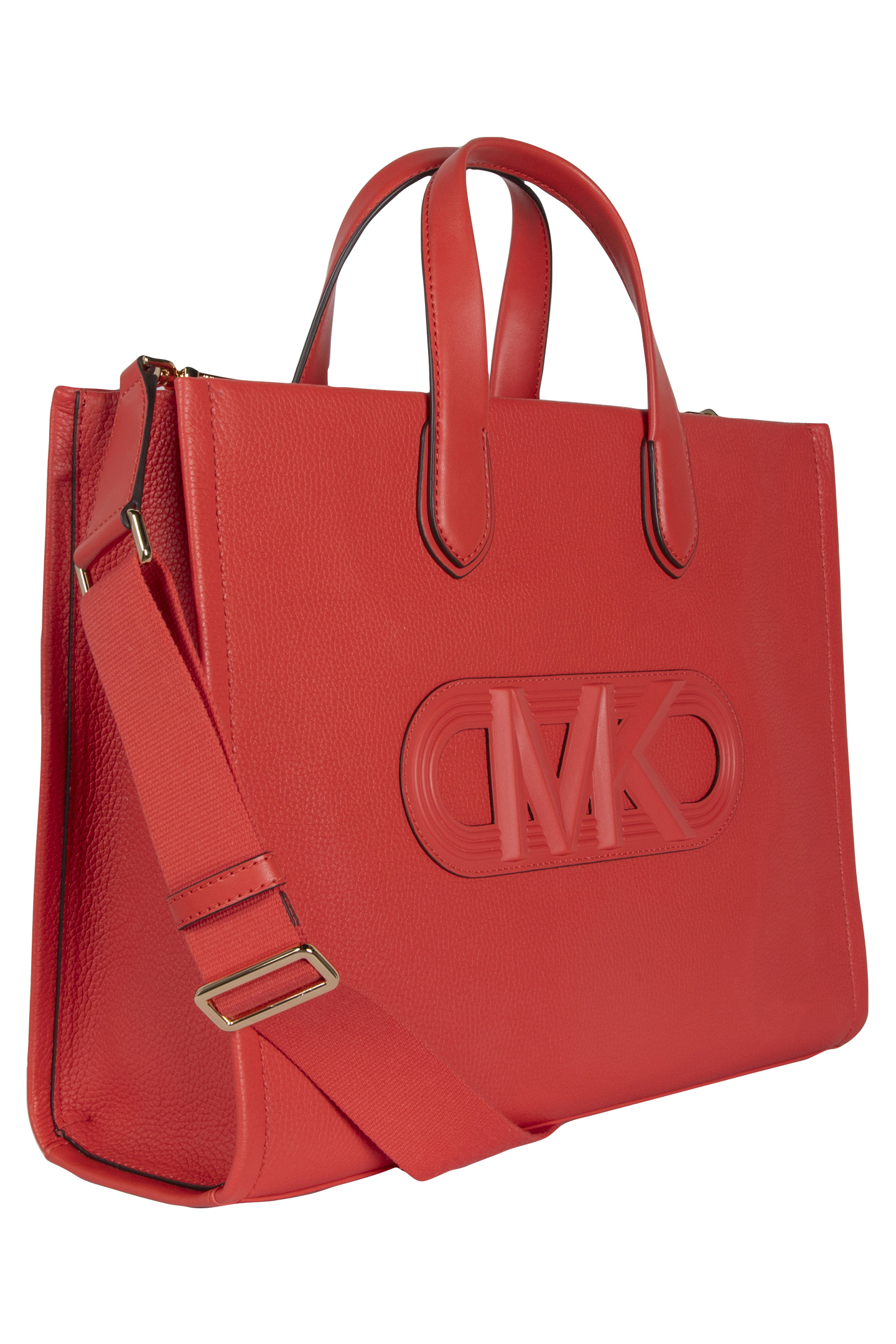 LEATHER GRAB TOTE BAG IN CORAL 4