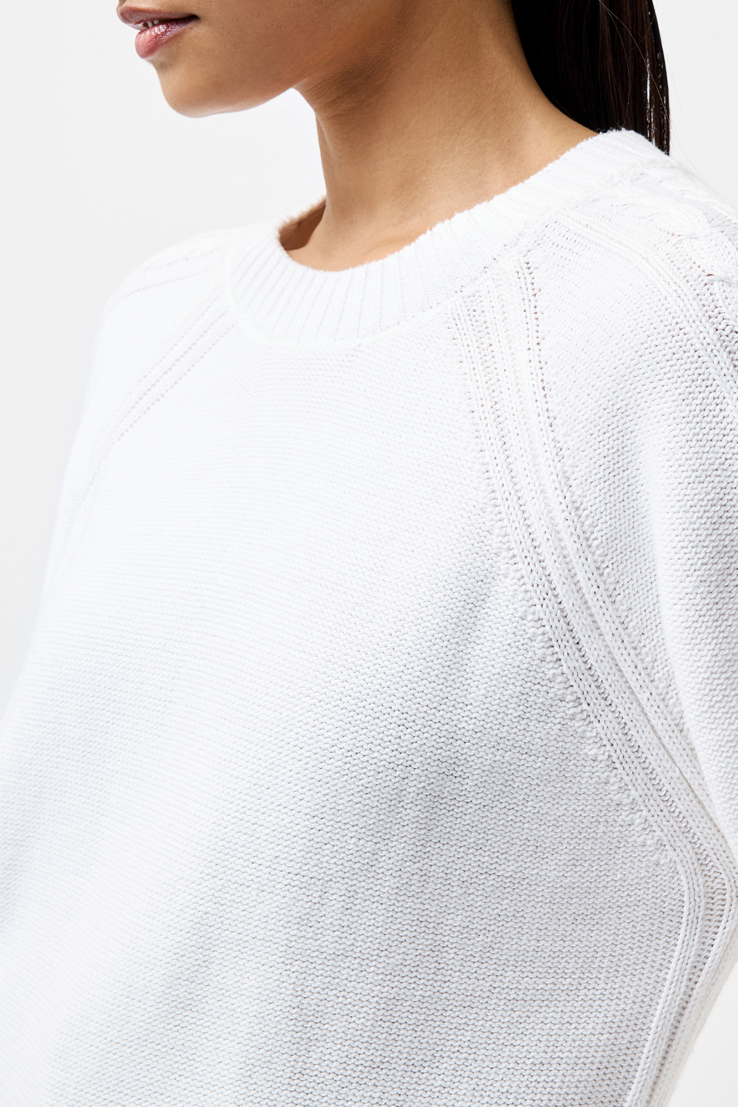 LILY CABLE SLV JUMPER LINEN WHITE 4