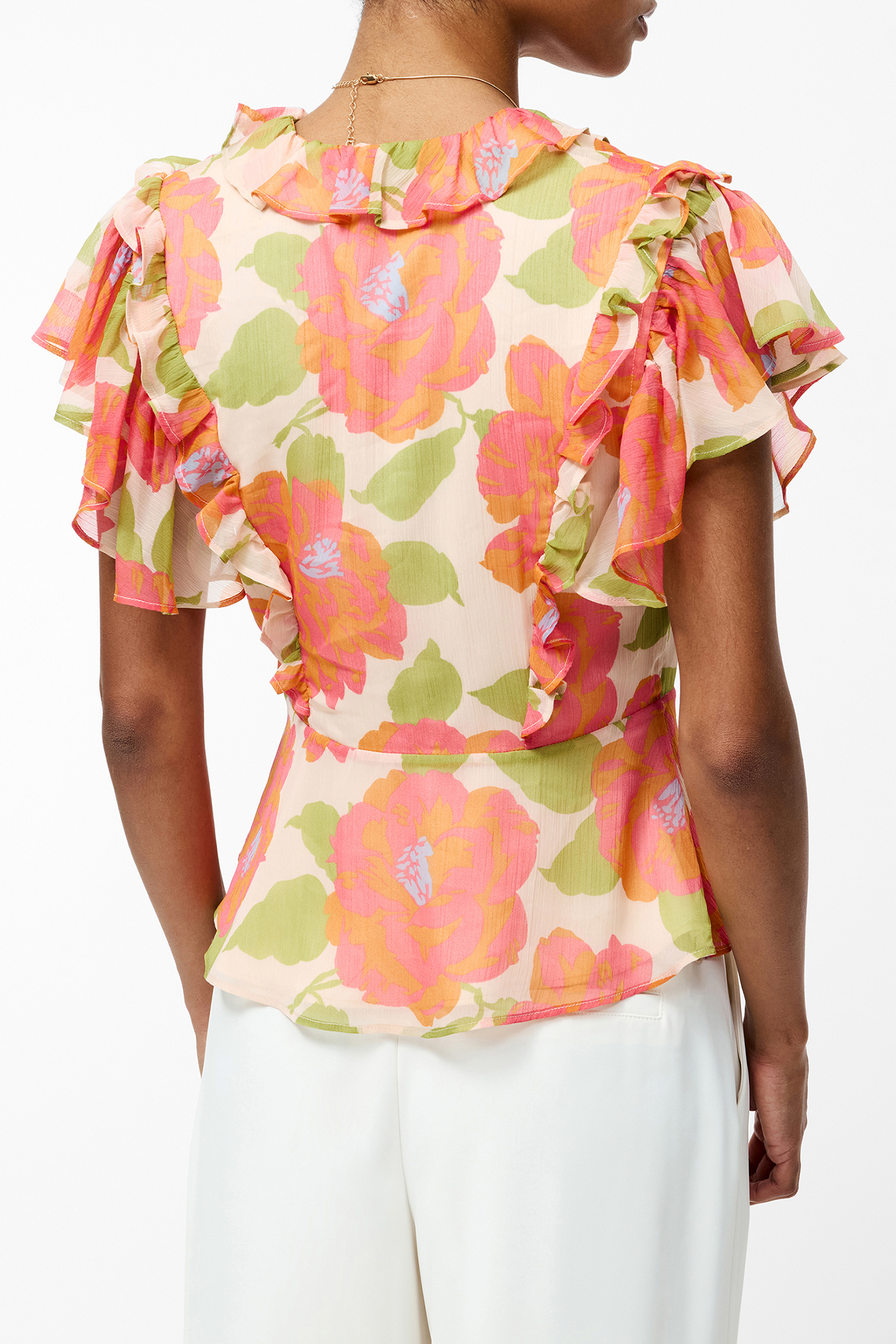 LOUISA HALLIE CRINKLE BLOUSE ORANGE MULTI 2