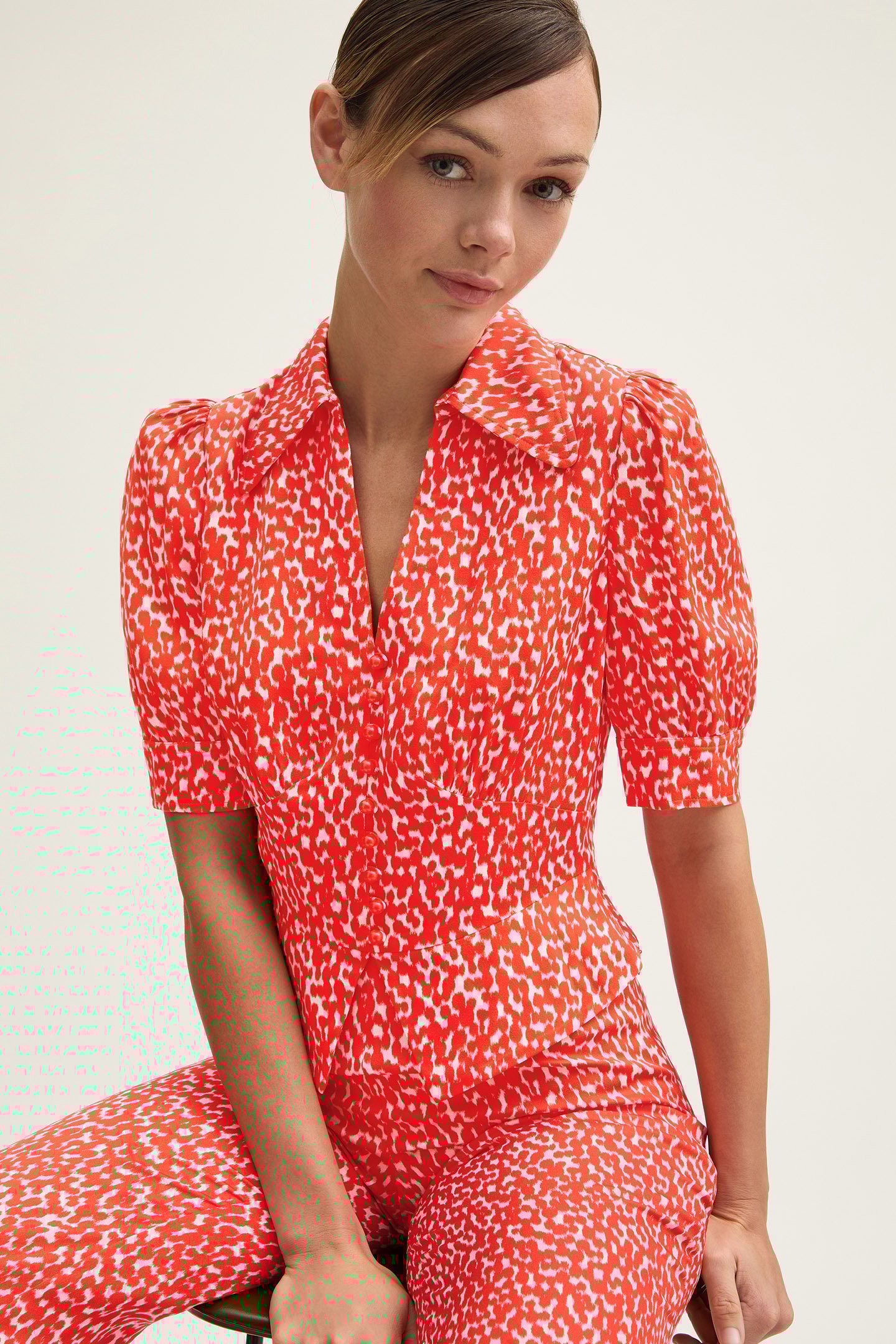 TW SOPHIE IKAT BLOUSE RED 1